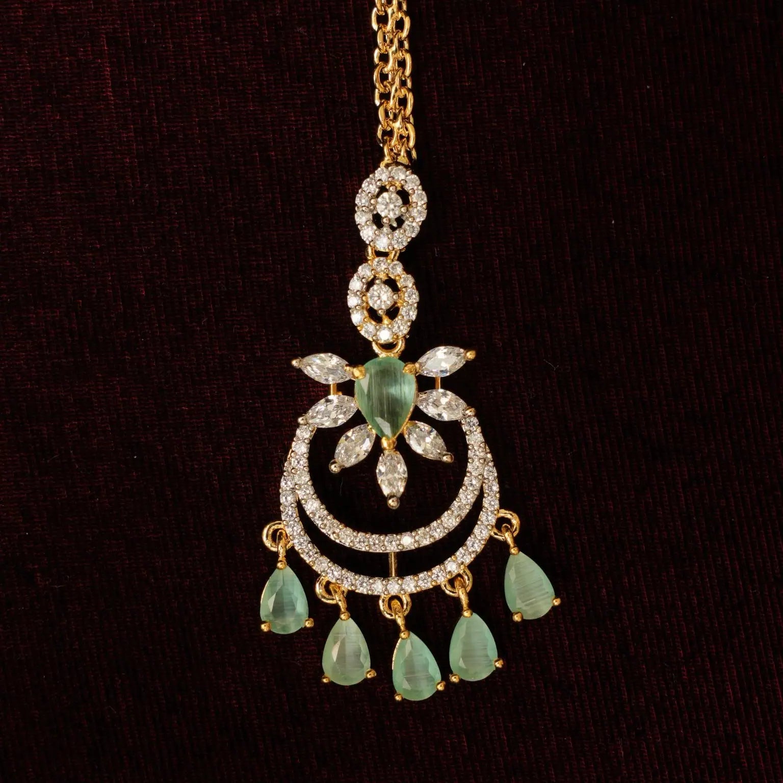 Dharuna Zircon Tikka - Pastel Green