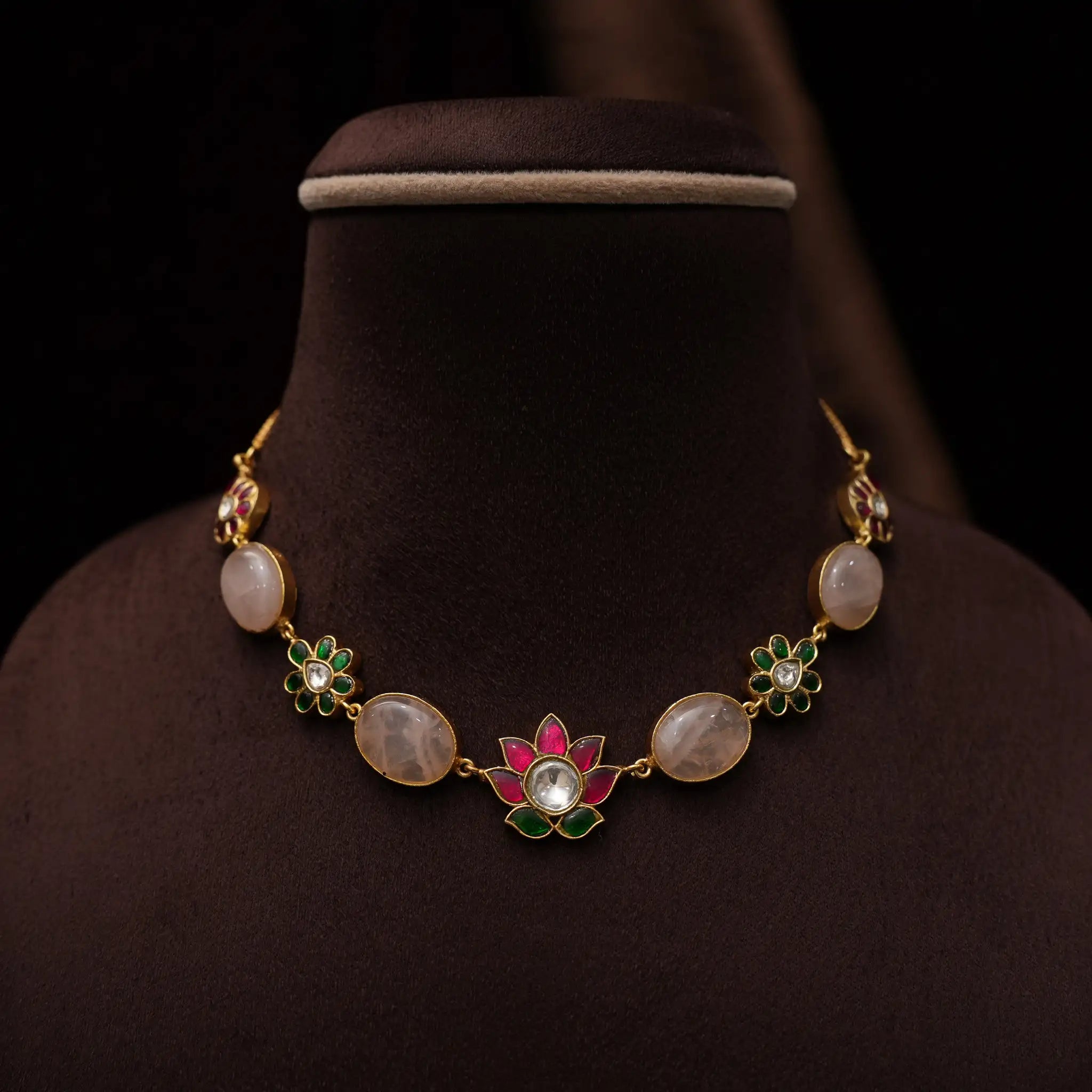 Dhwani Polki Choker - Light Pink