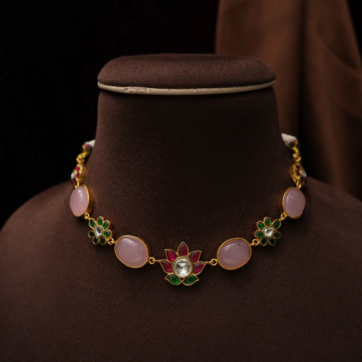 Dhwani Polki Choker - Pastel Pink