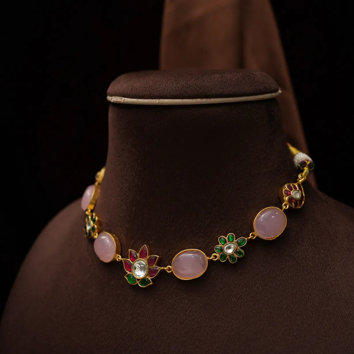 Dhwani Polki Choker - Pastel Pink