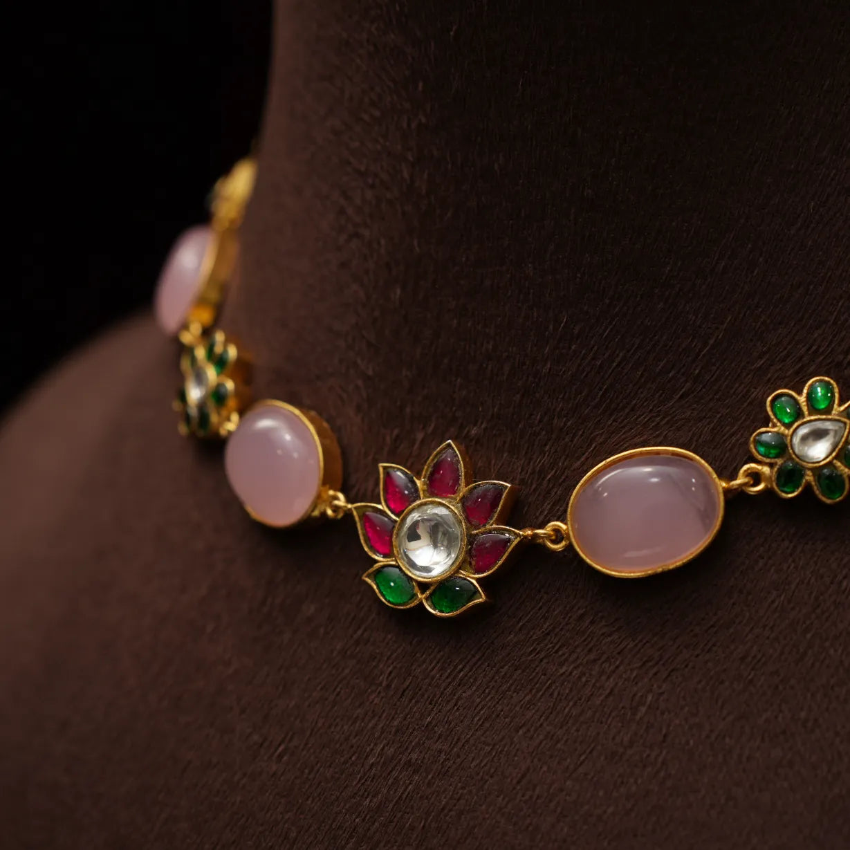 Dhwani Polki Choker - Pastel Pink
