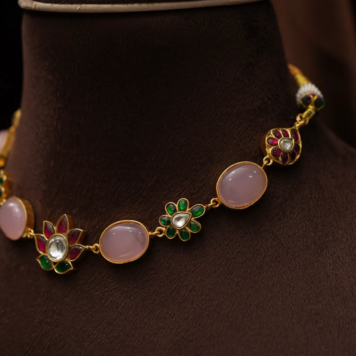 Dhwani Polki Choker - Pastel Pink