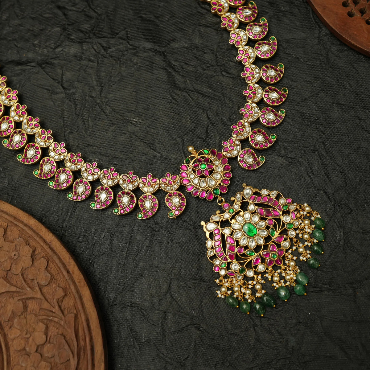 Dhwani Polki Mango Necklace - Long