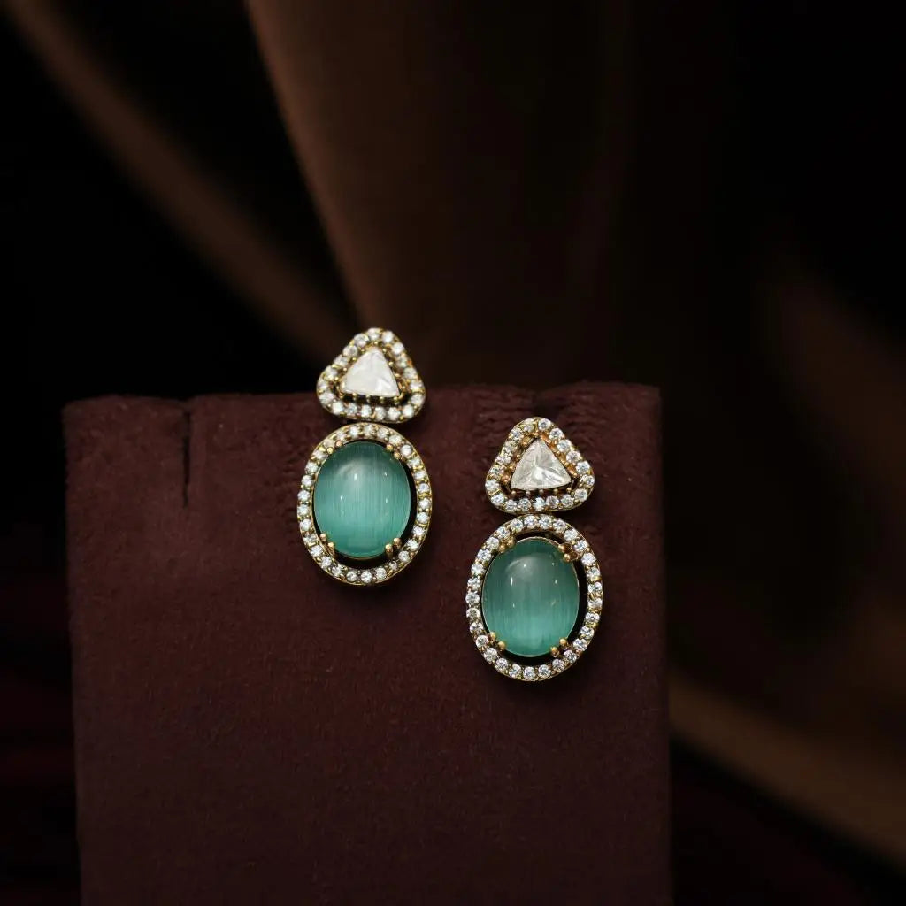 Dikshvi Zircon Hasli Necklace - Aqua Green