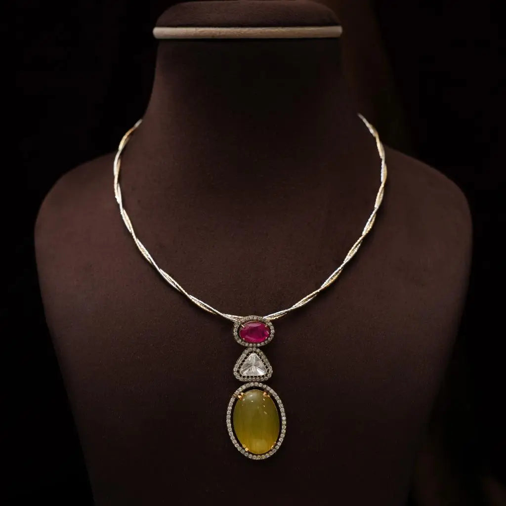 Dikshvi Zircon Hasli Necklace - Yellow