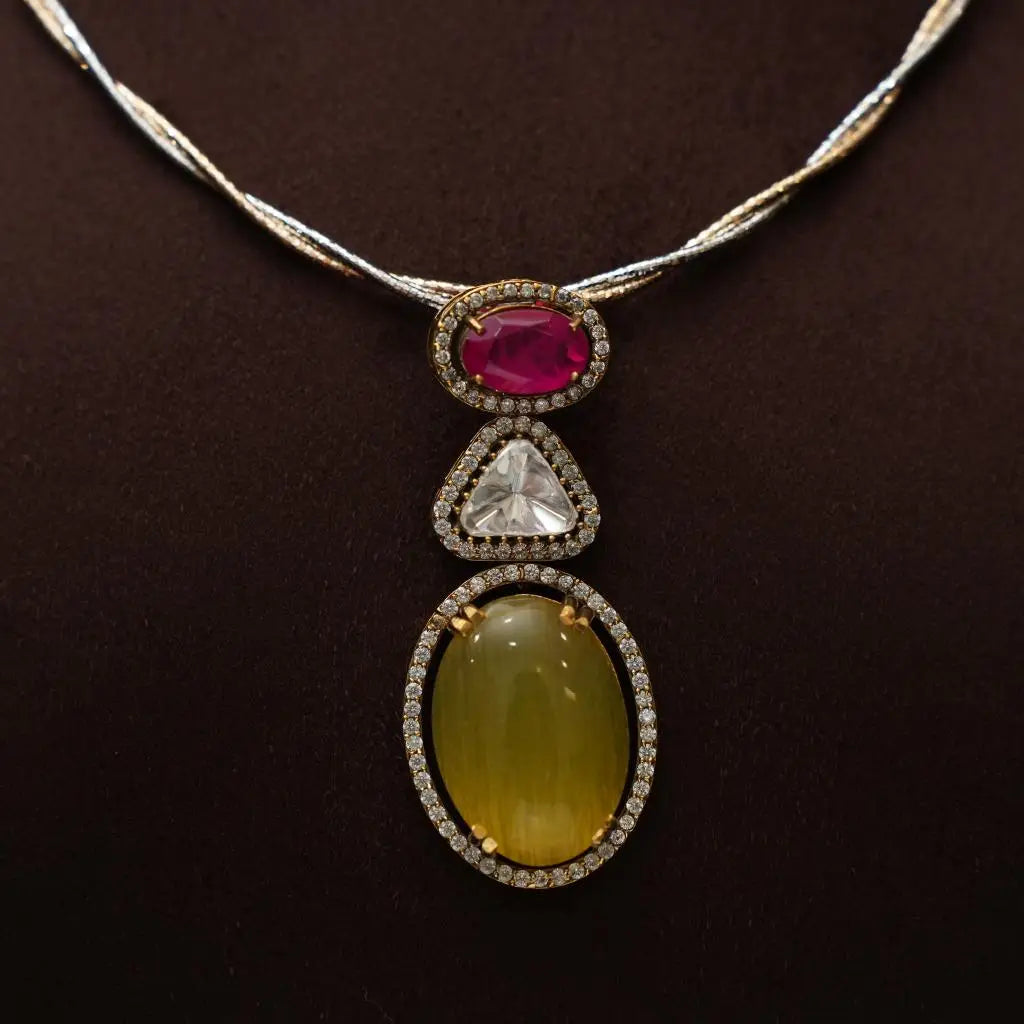 Dikshvi Zircon Hasli Necklace - Yellow