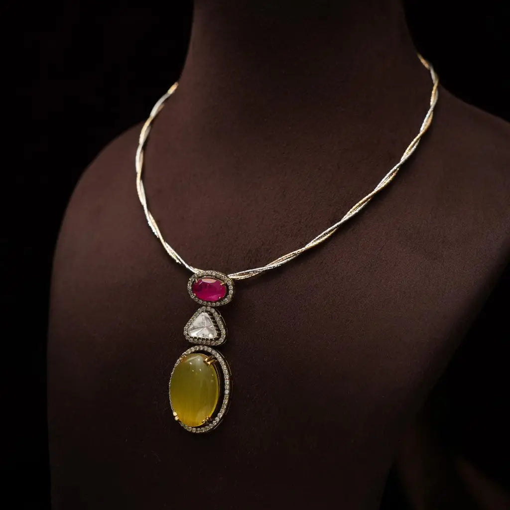 Dikshvi Zircon Hasli Necklace - Yellow