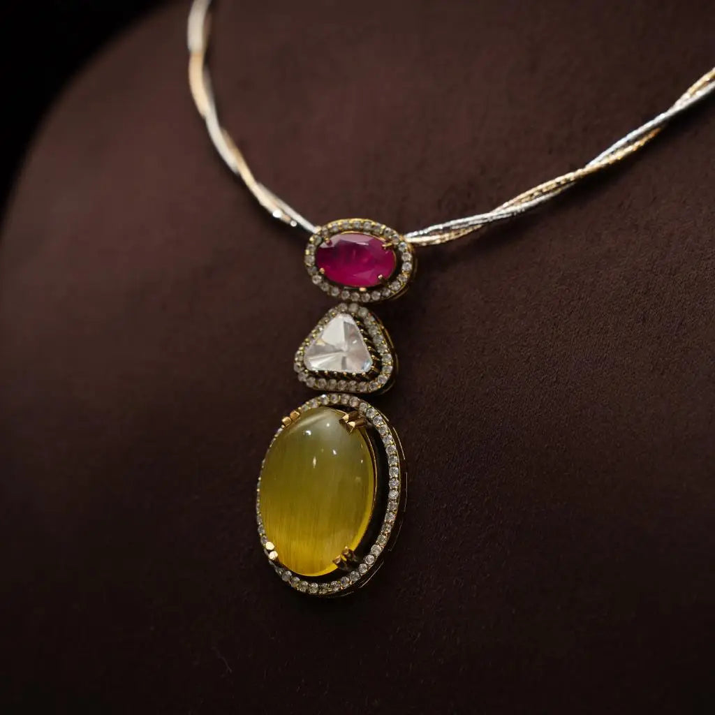 Dikshvi Zircon Hasli Necklace - Yellow