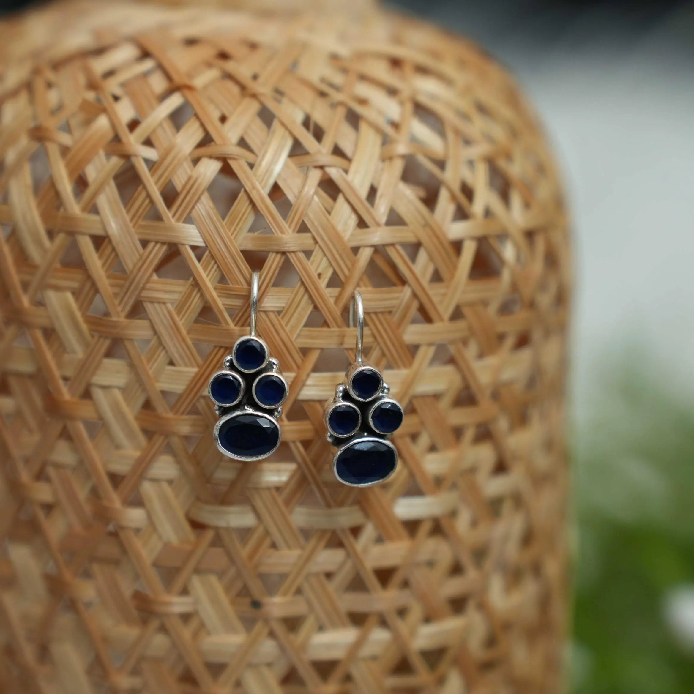 Divisha Silver Oxidised Earring - Blue