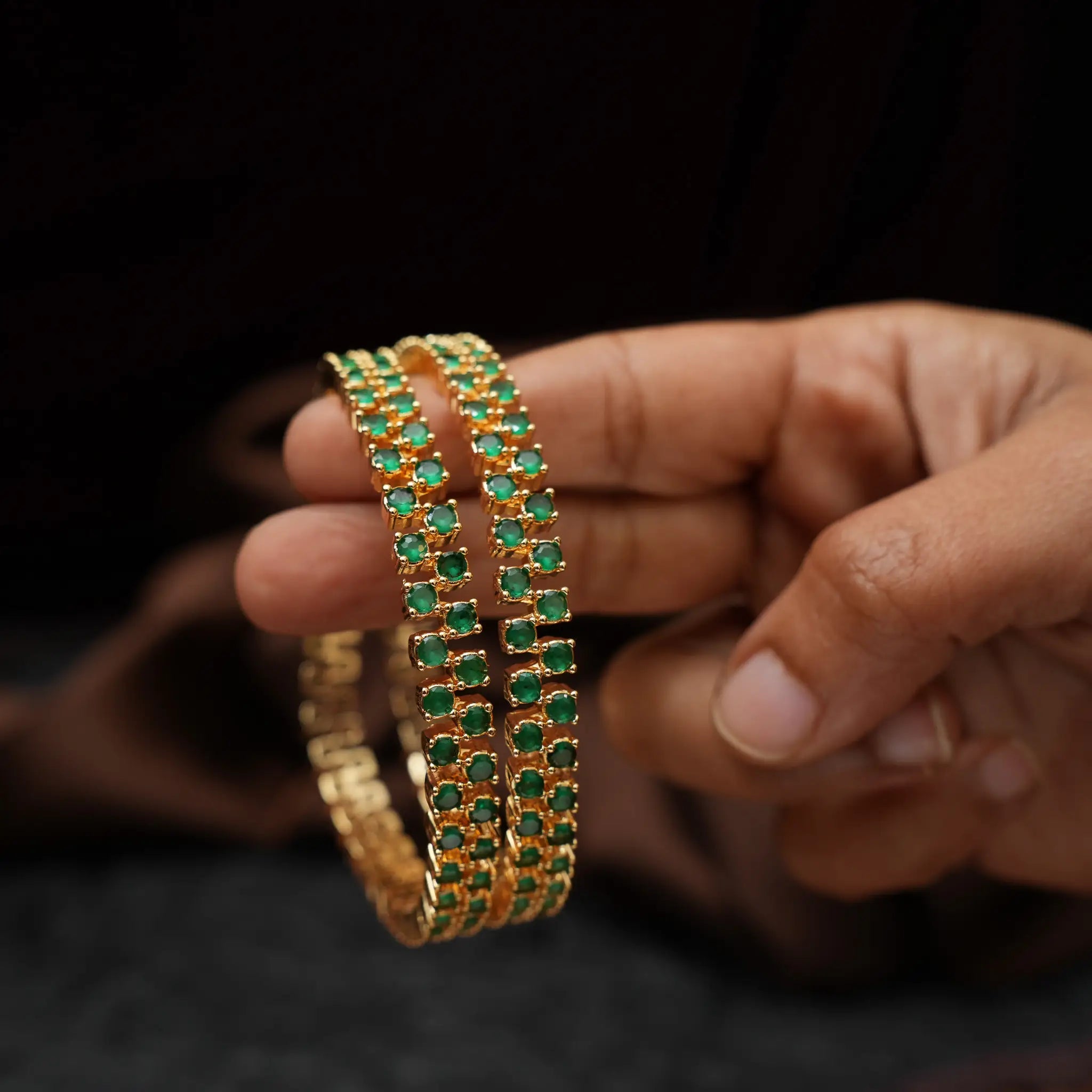 Diya Zircon Bangles - Green