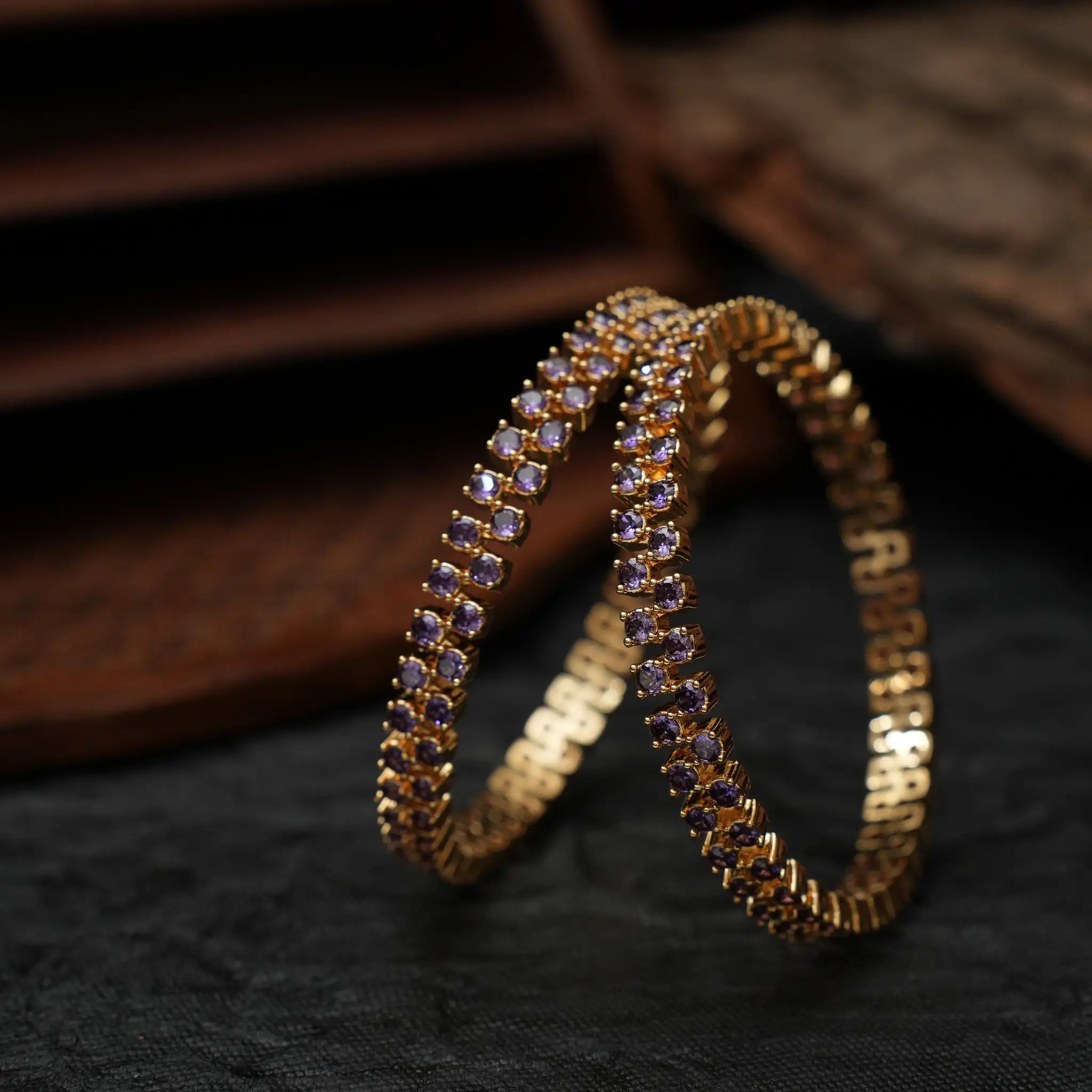 Diya Zircon Bangles - Purple