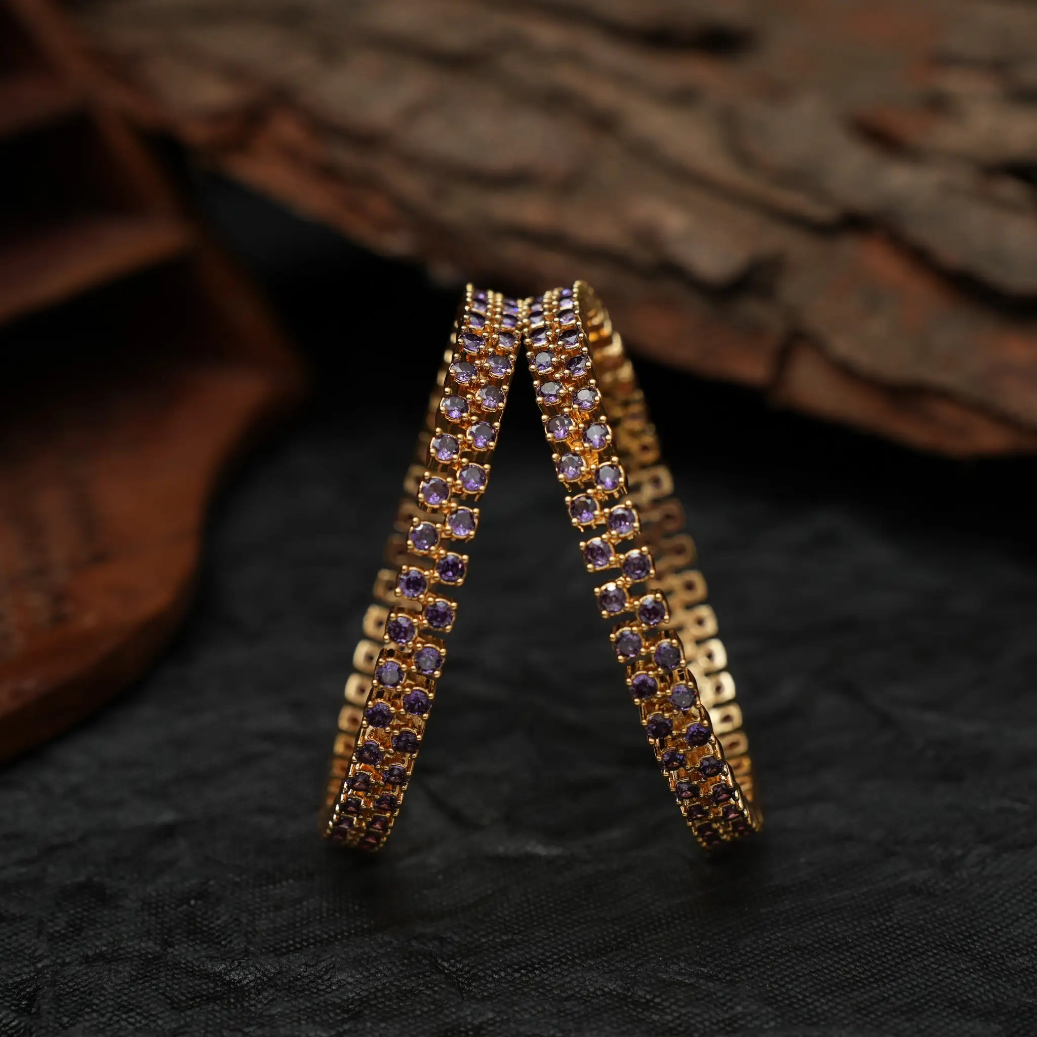 Diya Zircon Bangles - Purple