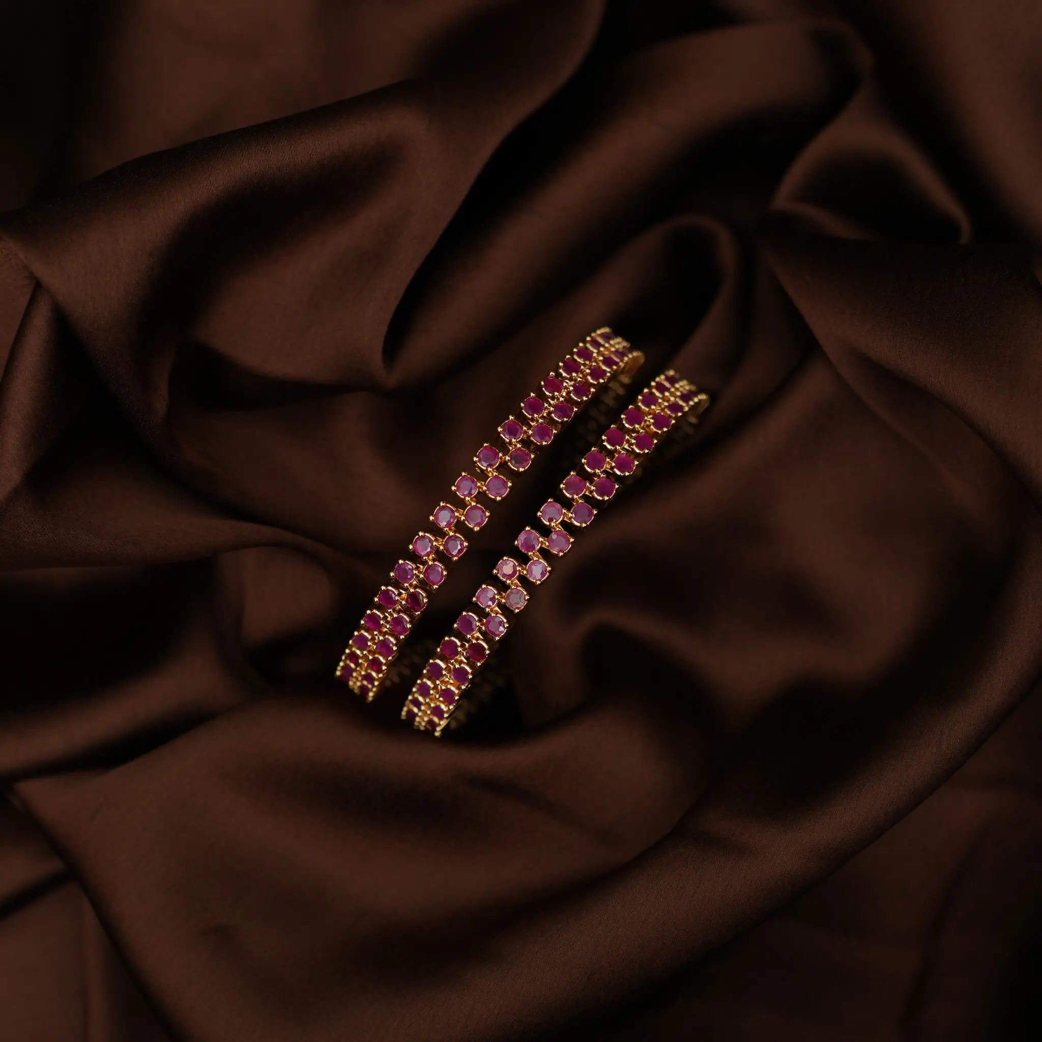 Diya Zircon Bangles - Red