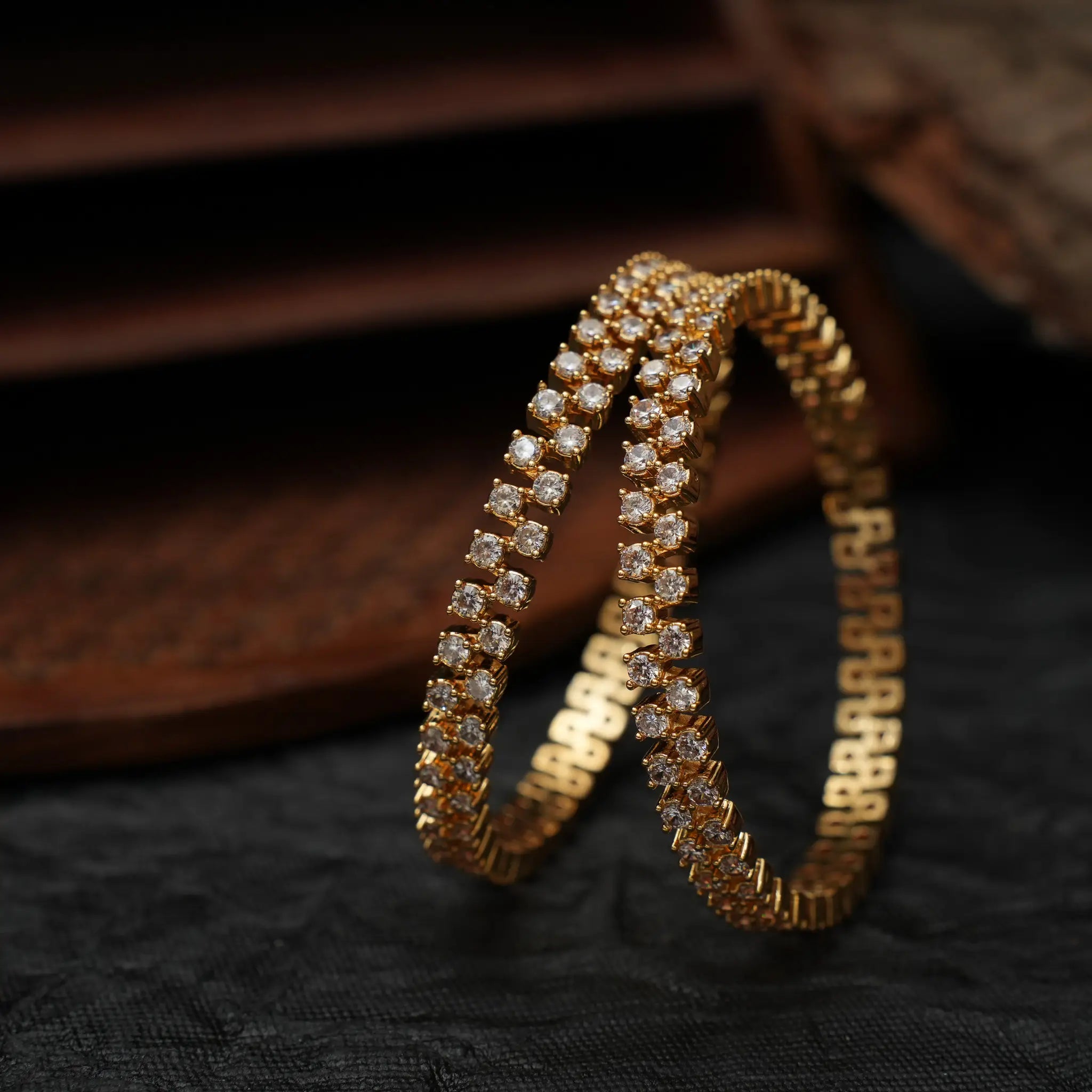 Diya Zircon Bangles - White