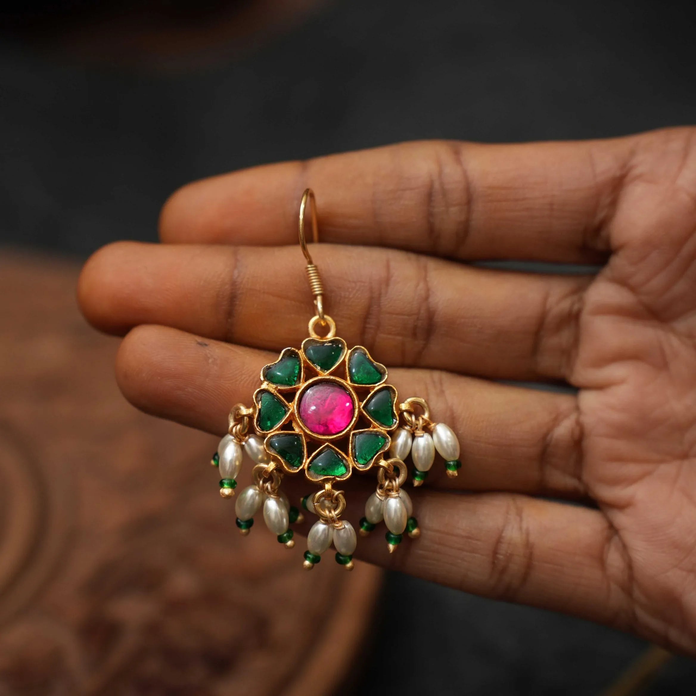 Doyel Silver Hoop Earrings - Green