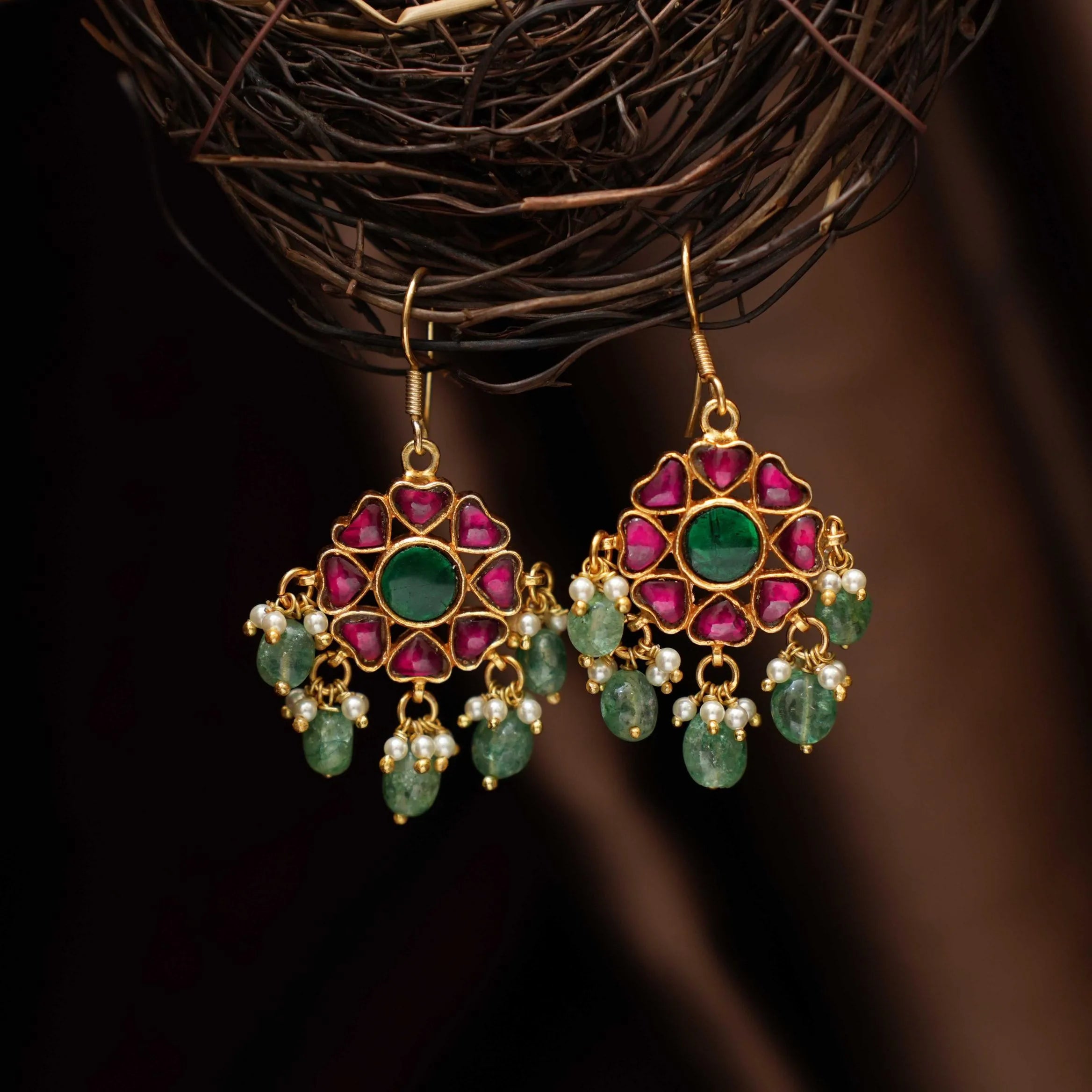 Doyel Silver Hoop Earrings - Reddish Pink