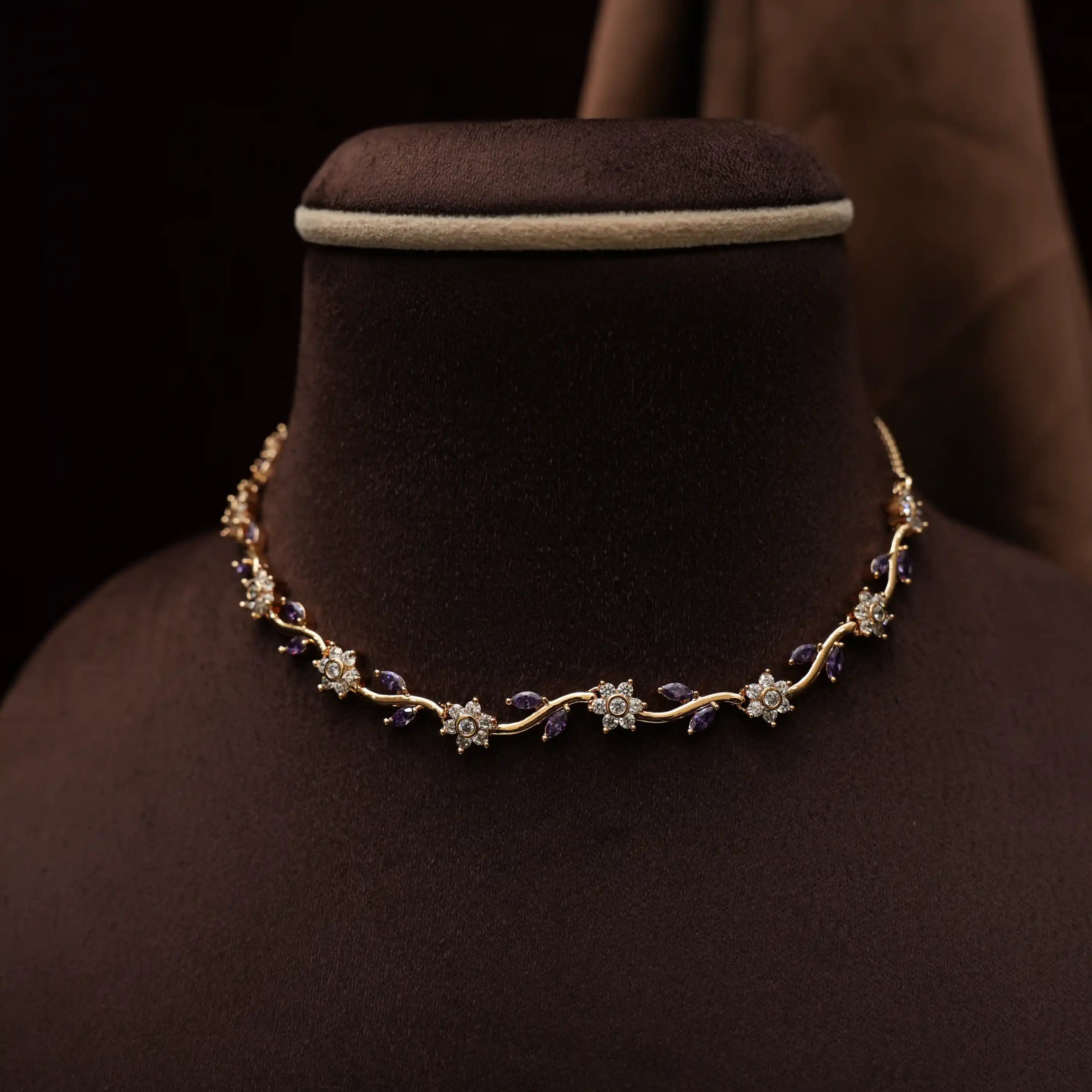 Drishti Zircon Necklace - Purple