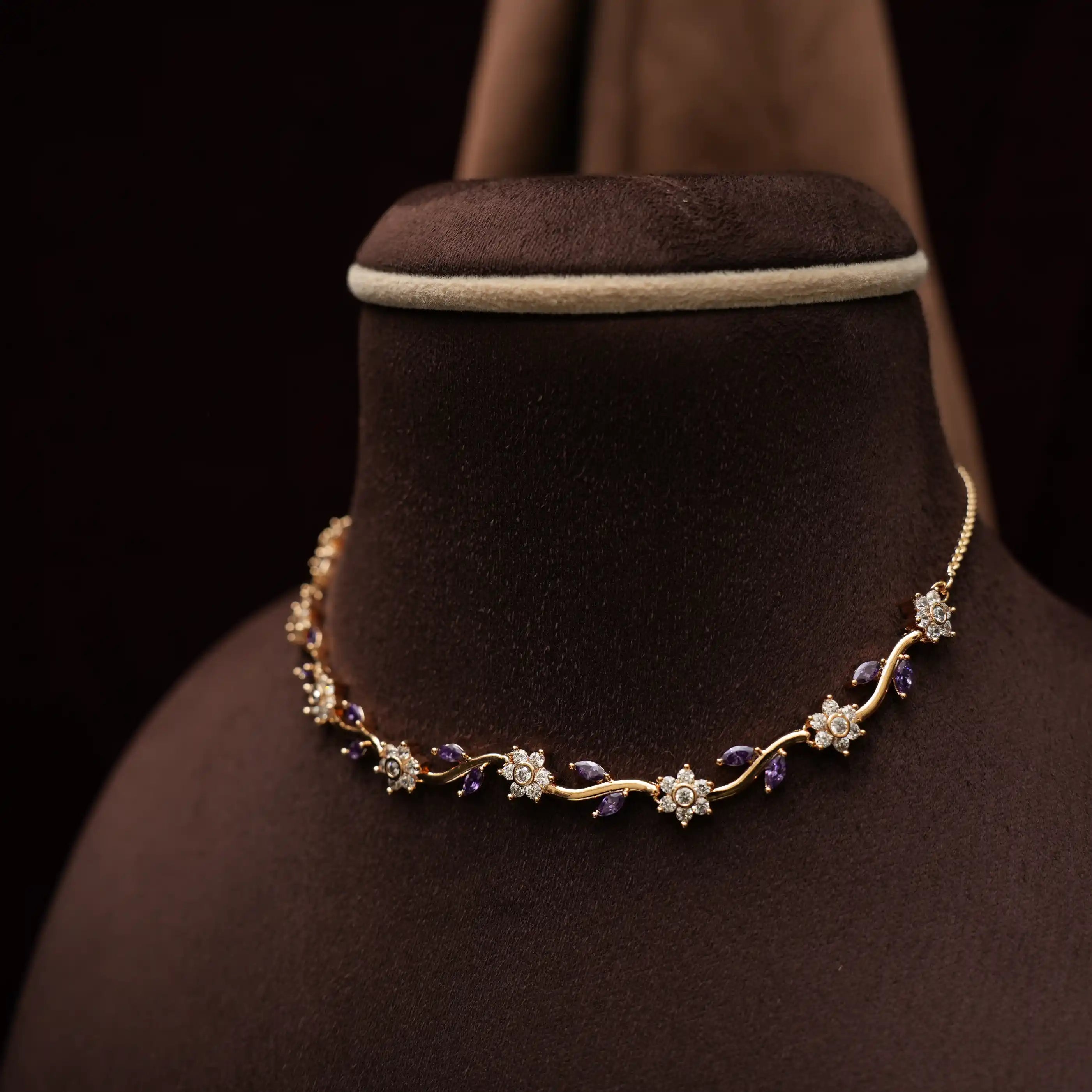 Drishti Zircon Necklace - Purple