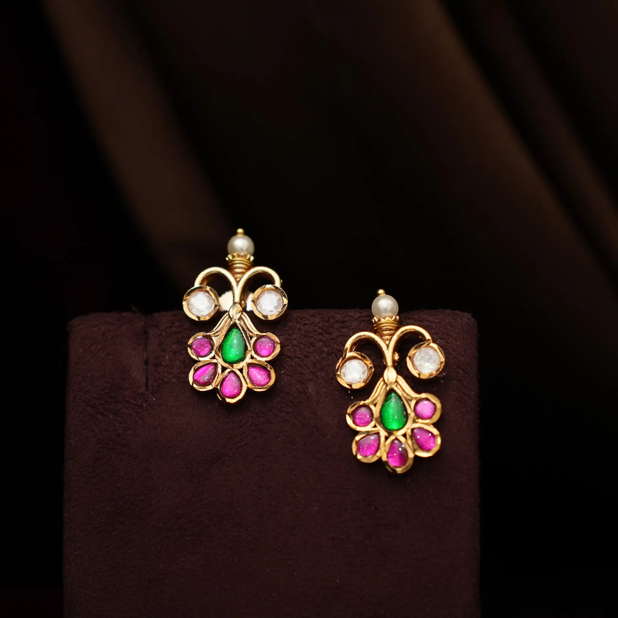 Drithi Polki Necklace - Reddish Pink