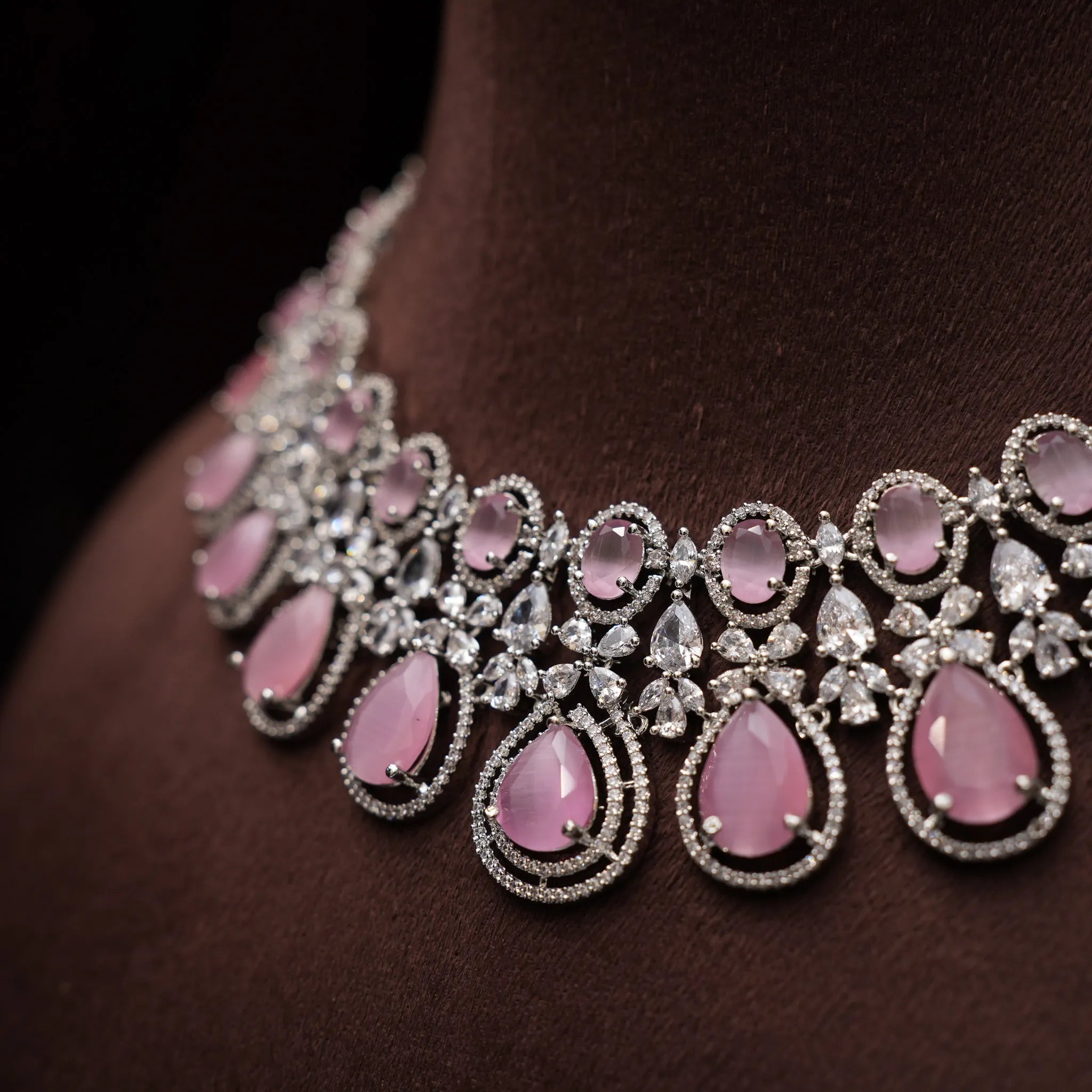 Dulice Zircon Necklace - Pink