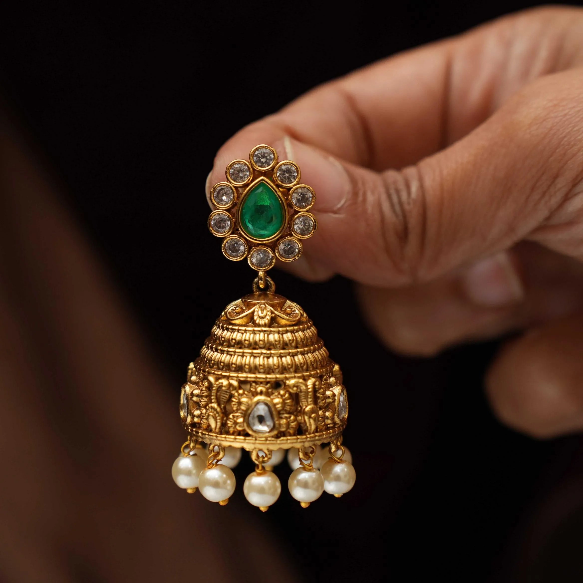 Durga Antique Jhumka Earrings
