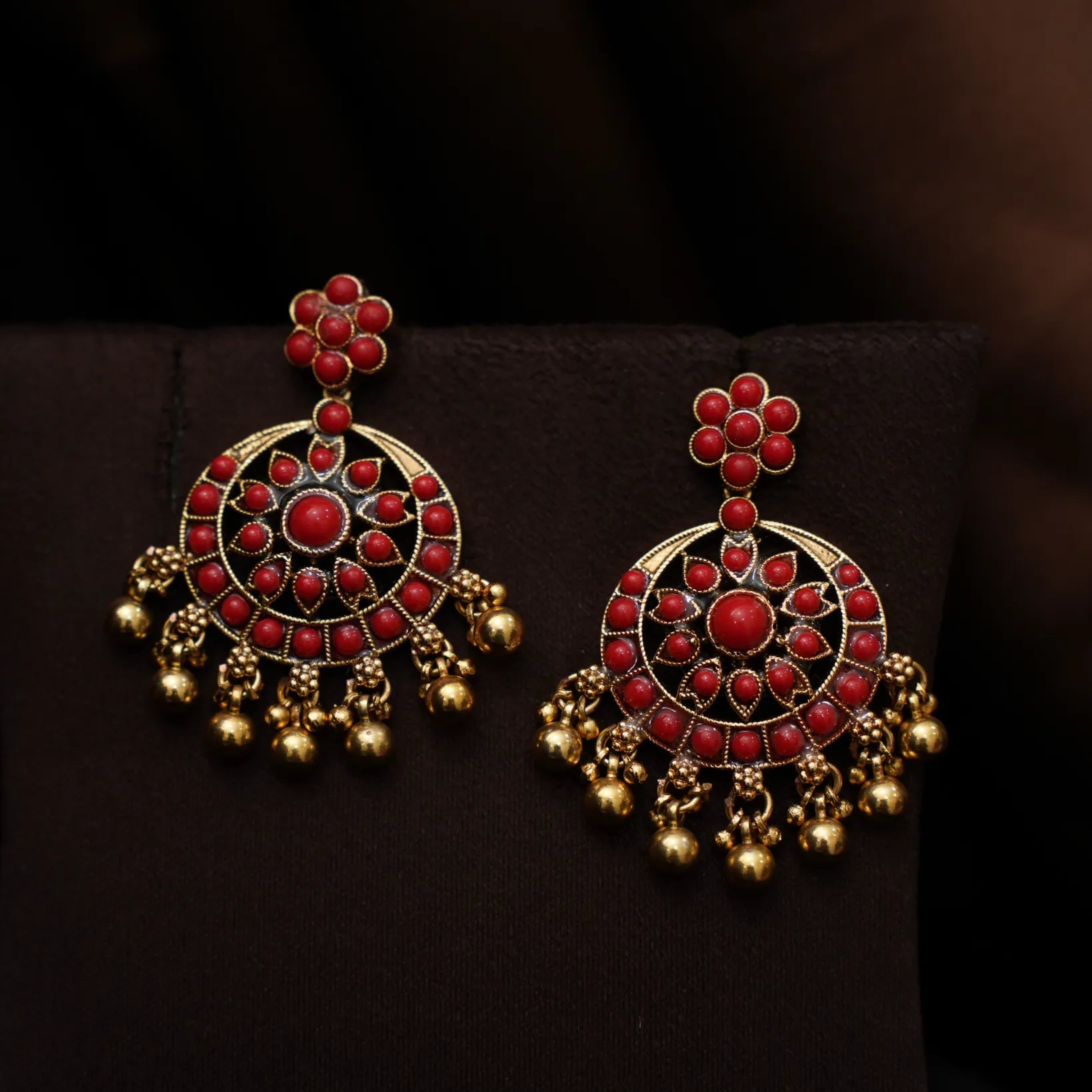Dutt Antique Earrings - Coral