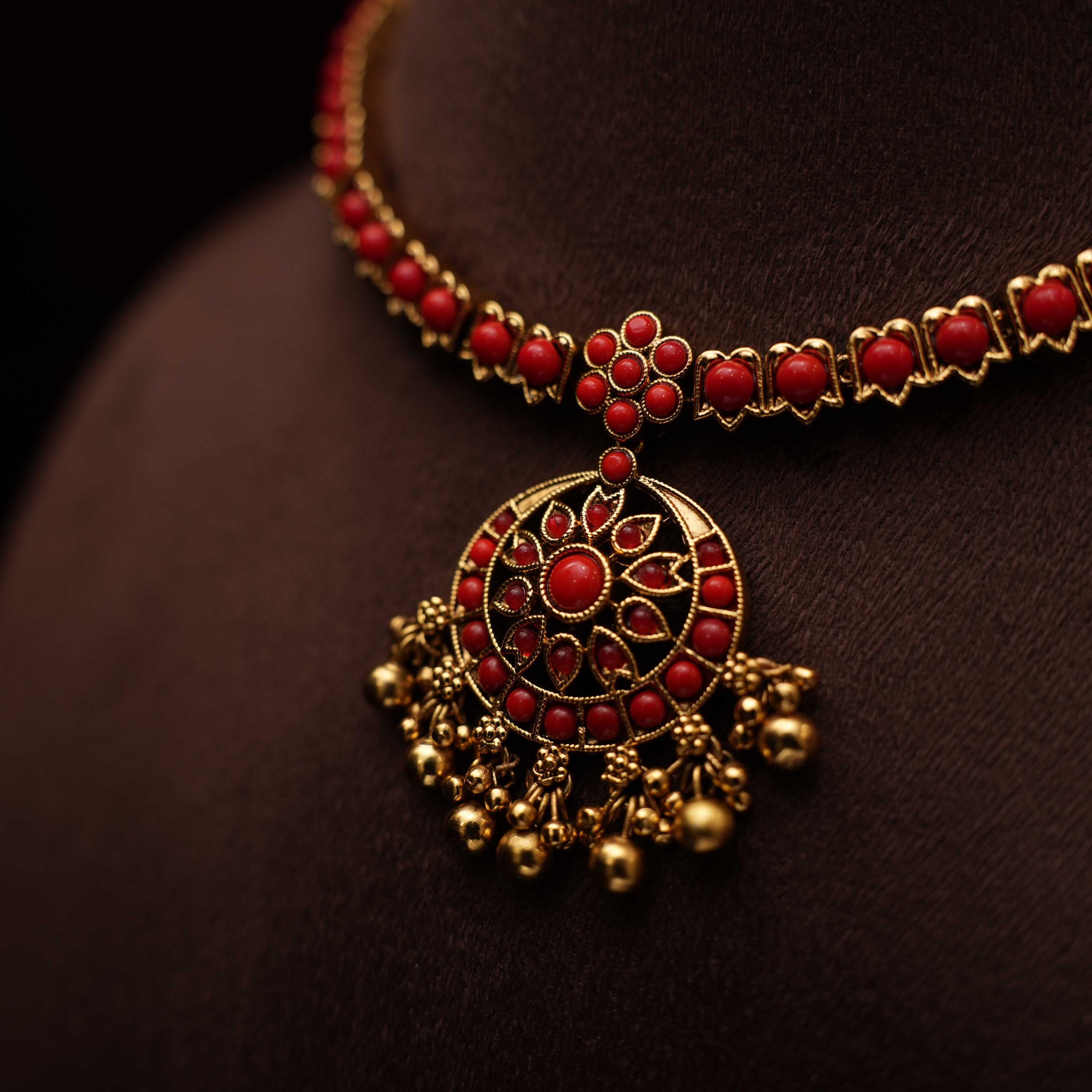 Dutt Antique Necklace - Coral
