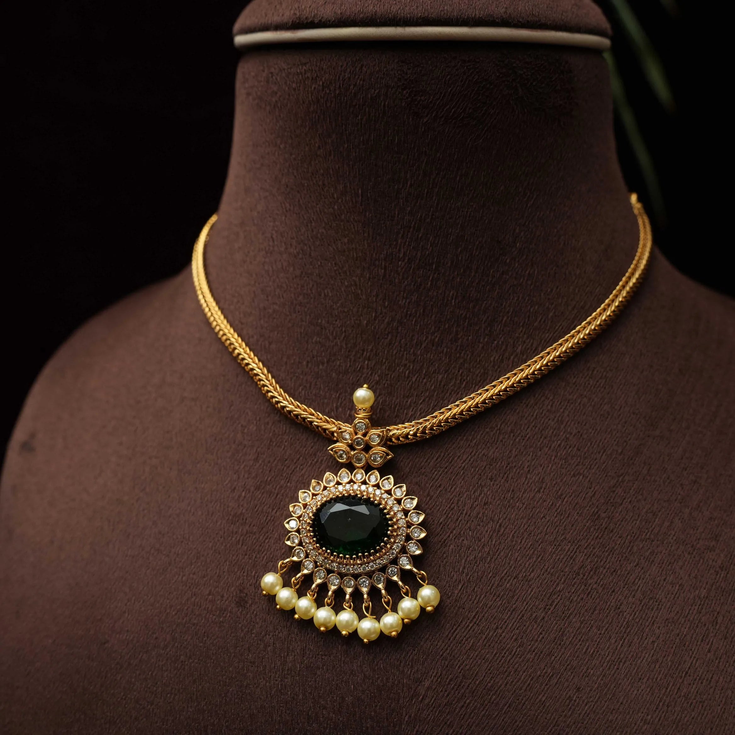 Elakiya Antique Necklace - Green