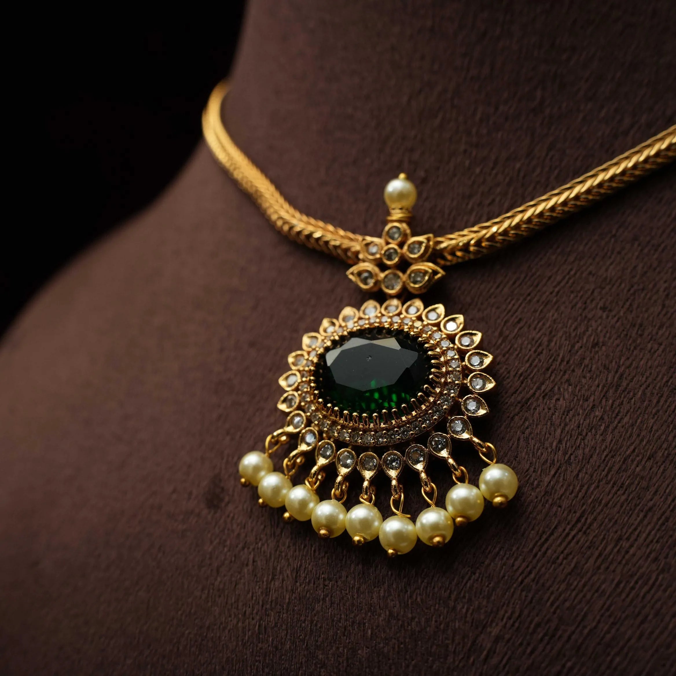 Elakiya Antique Necklace - Green