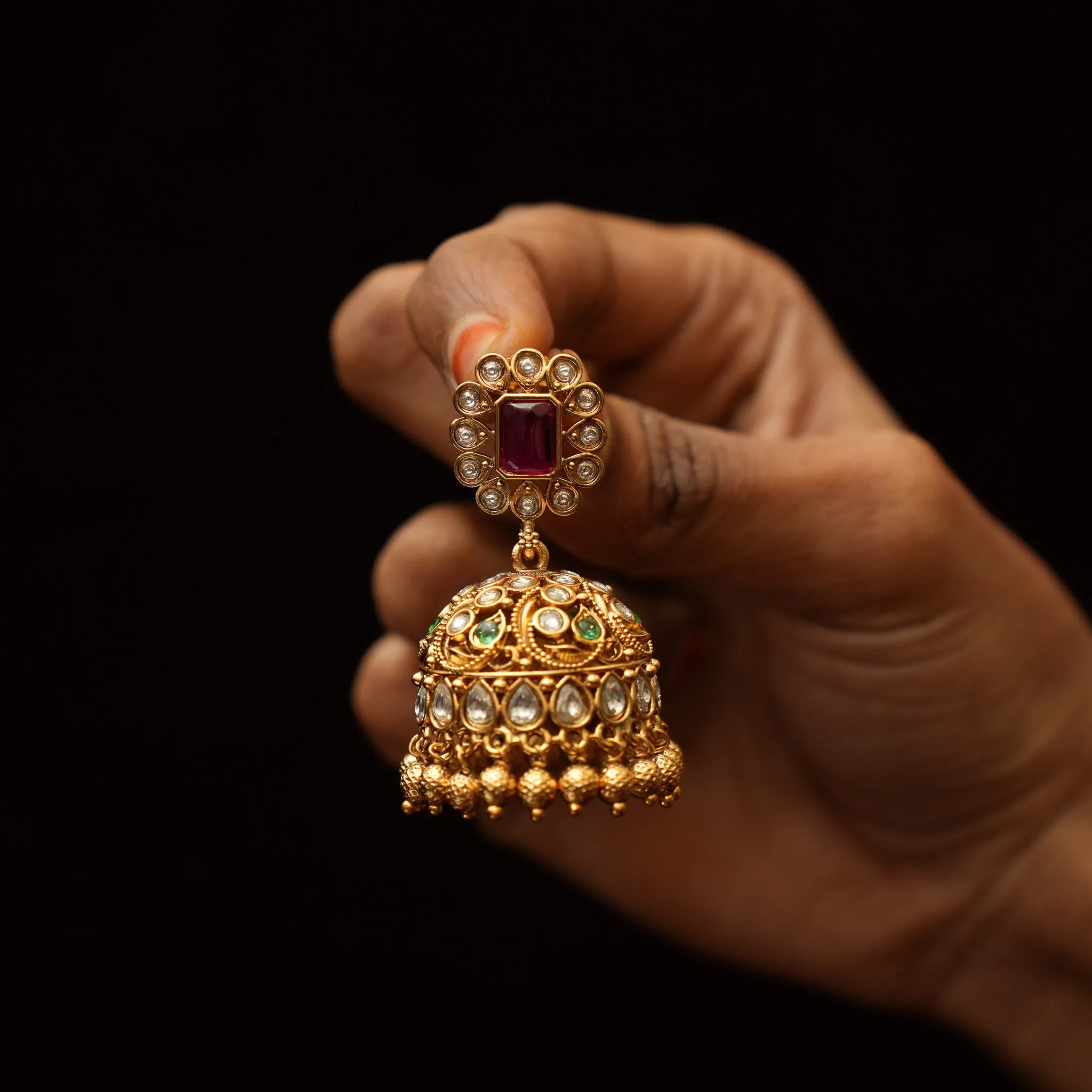 Elara Antique Jhumka Earrings