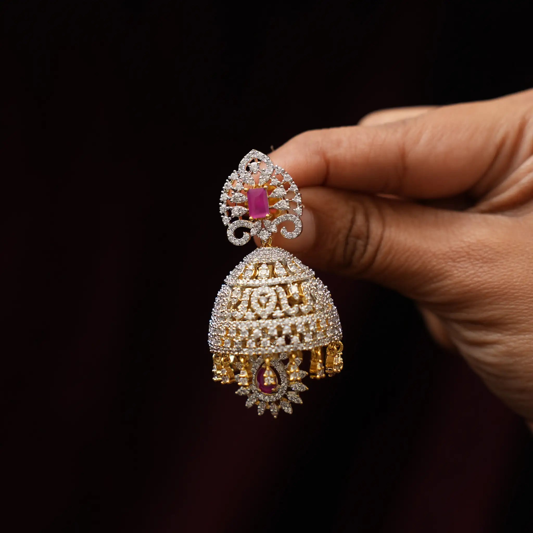 Eliana Zircon Jhumka Earrings - Gia