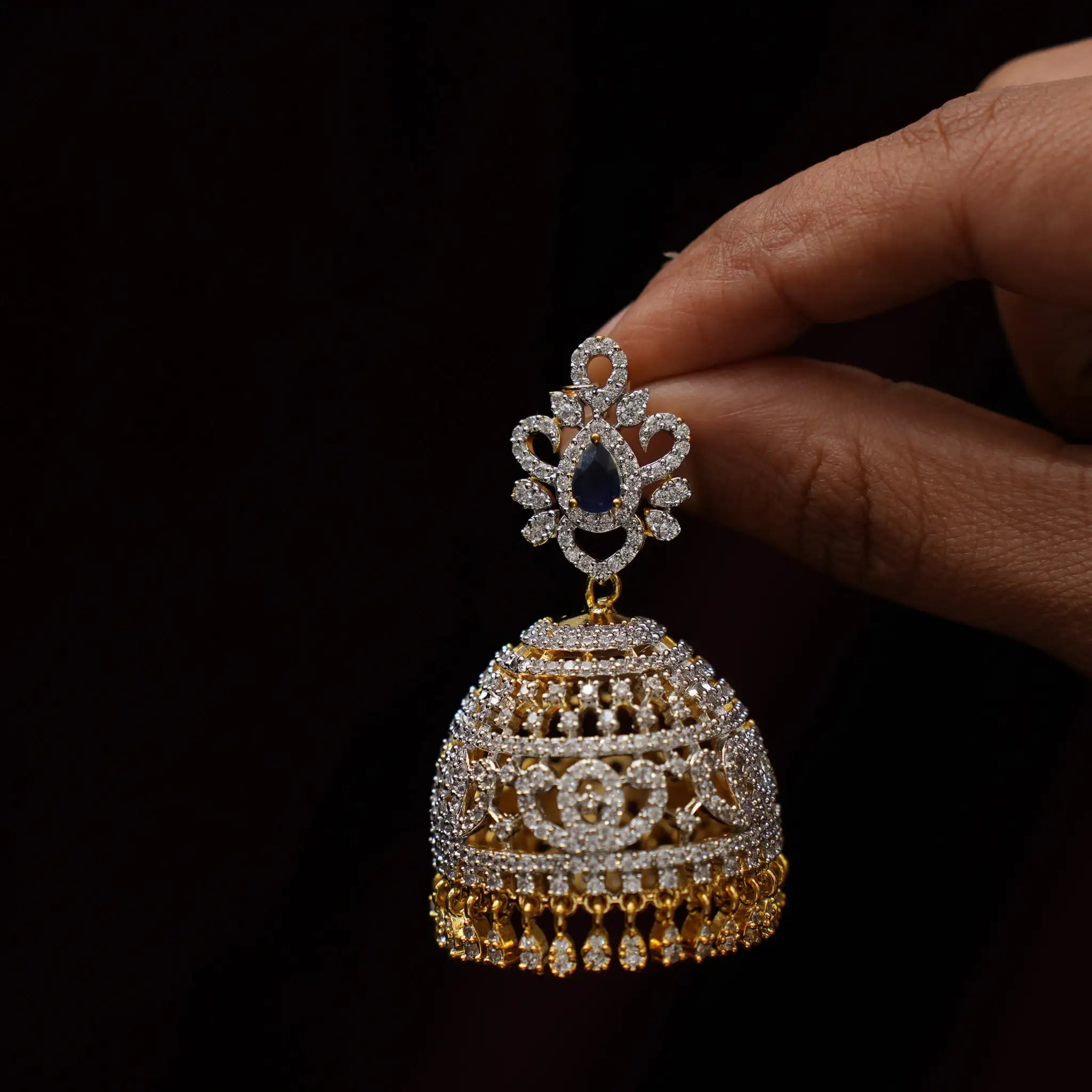 Eliana Zircon Jhumka Earrings - Vida
