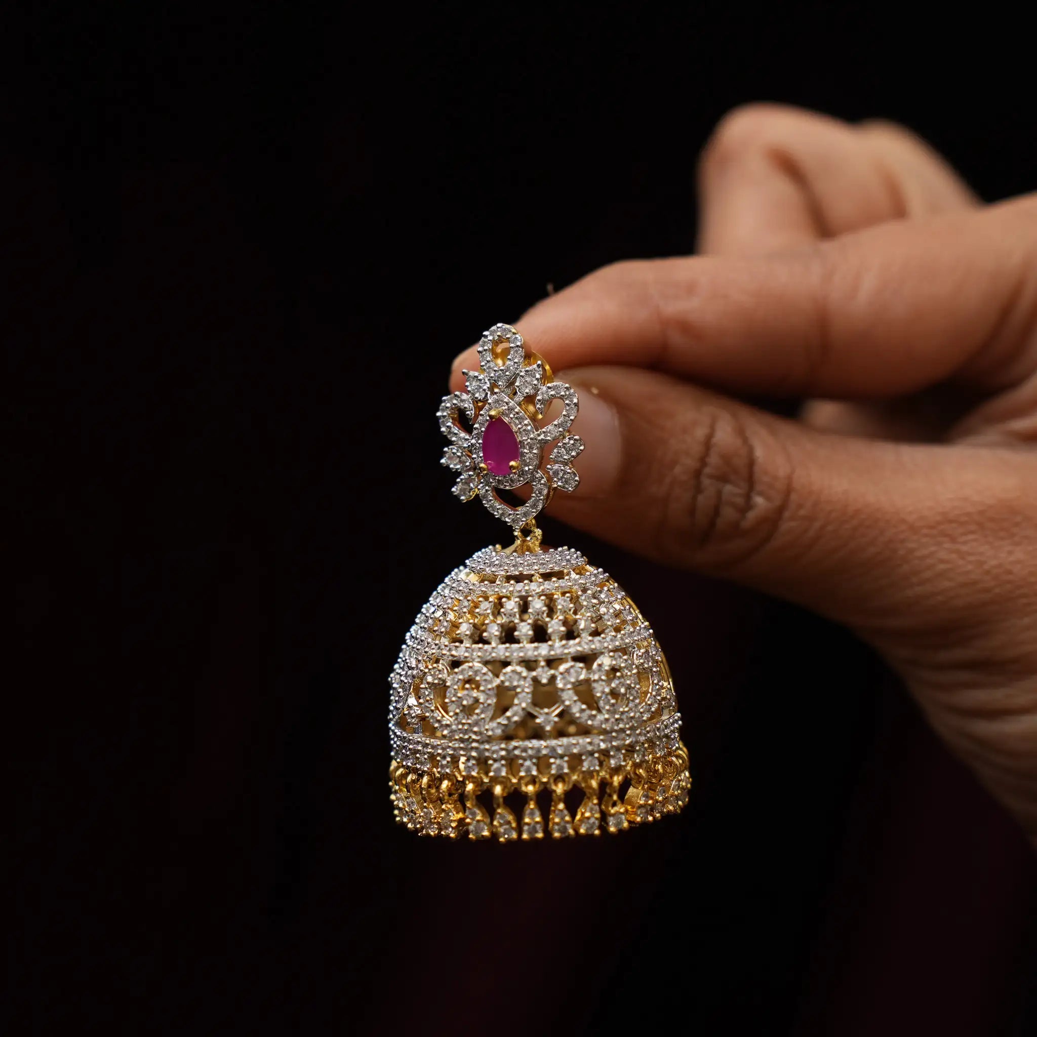 Eliana Zircon Jhumka Earrings - Yuna
