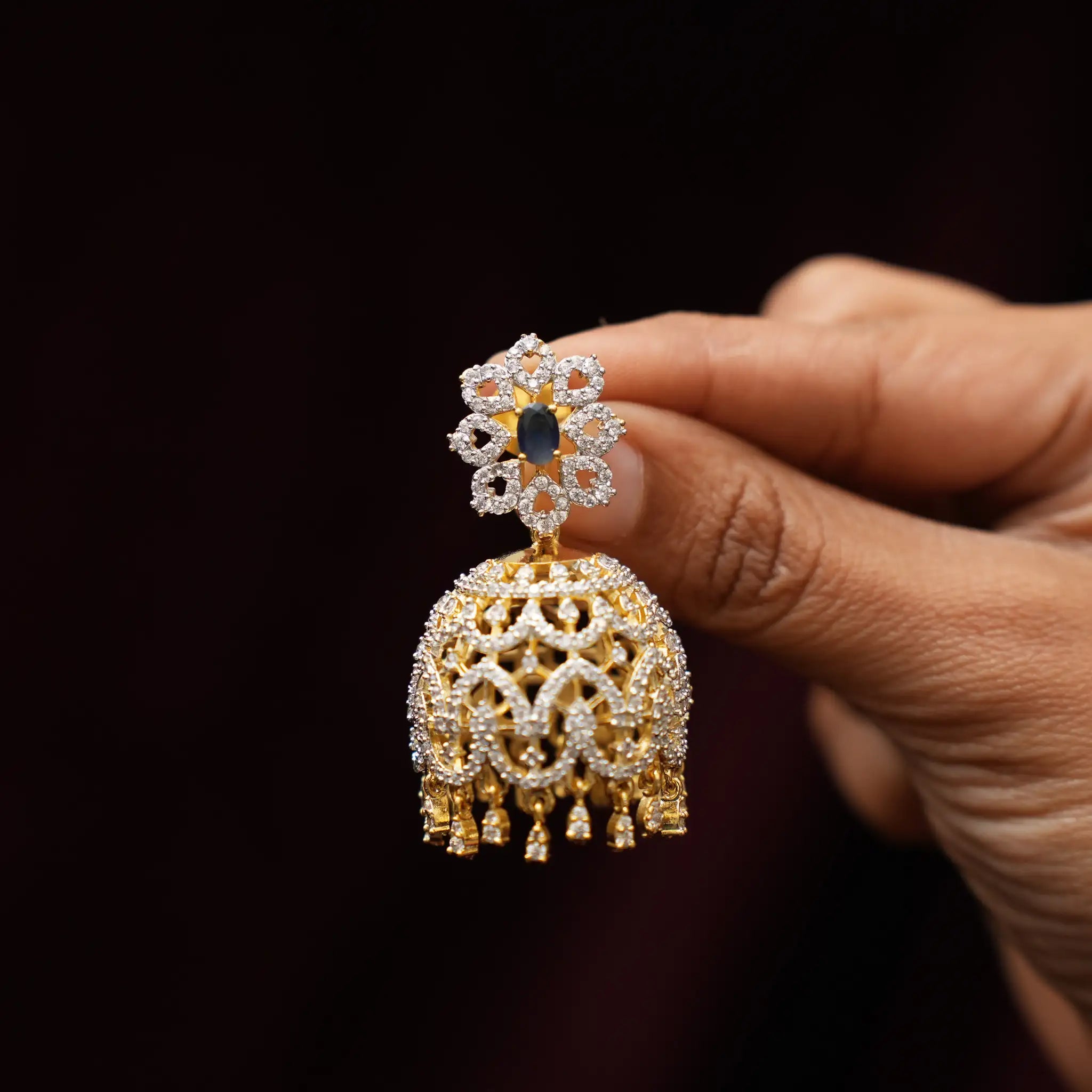 Eliana Zircon Jhumka Earrings - Zoe