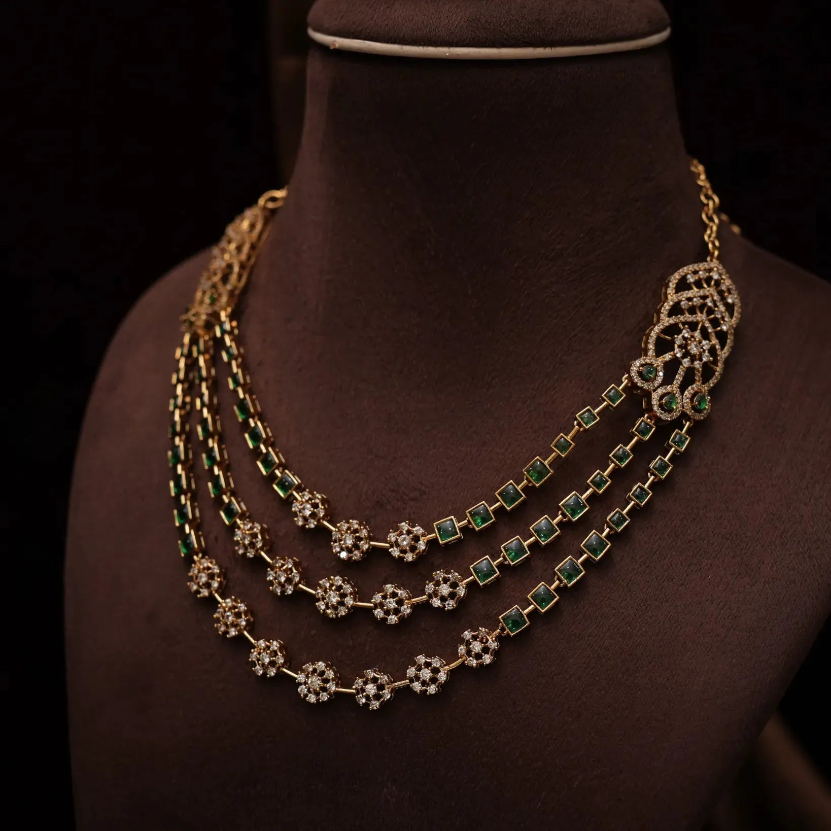 Eraya Zircon Layered Necklace - Green