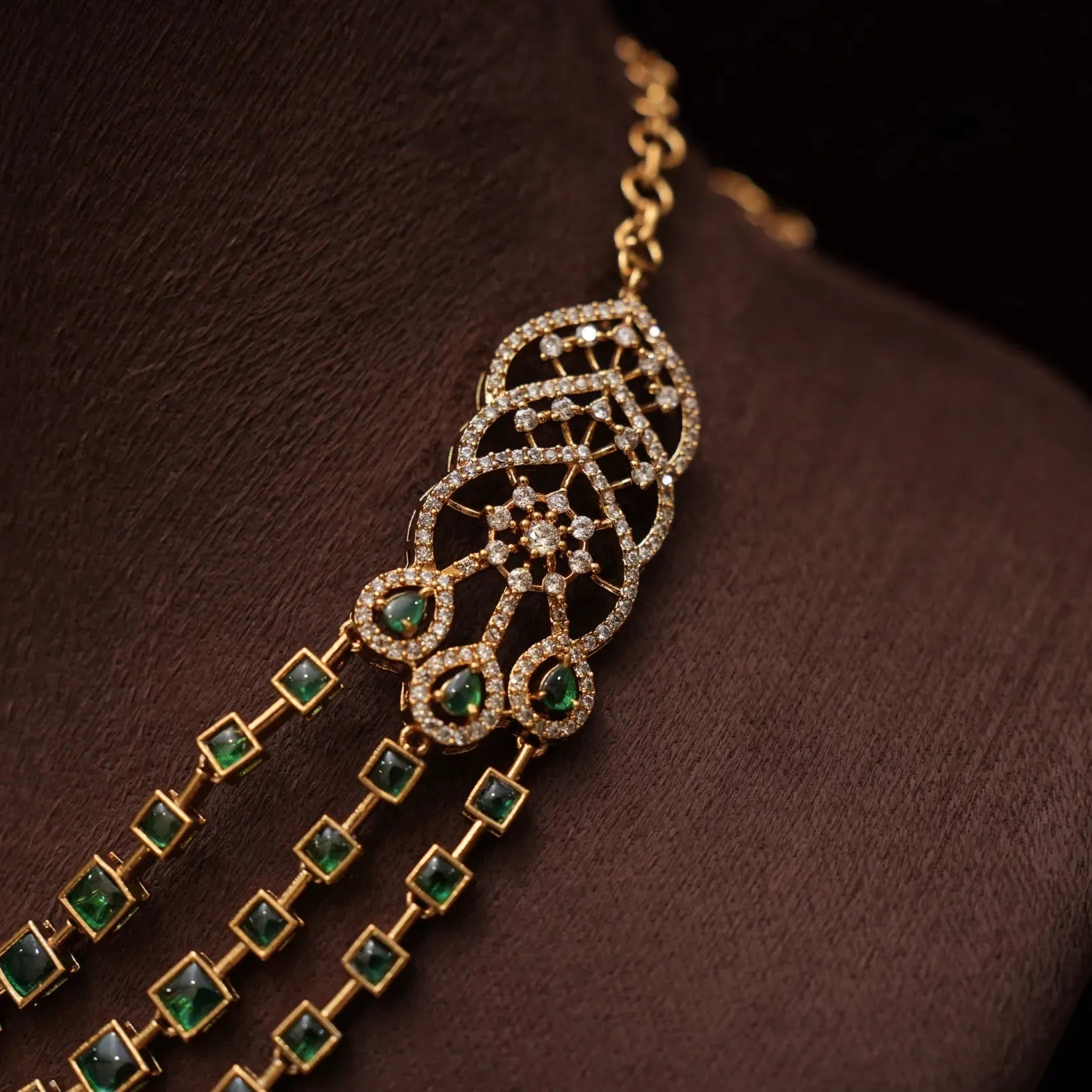 Eraya Zircon Layered Necklace - Green