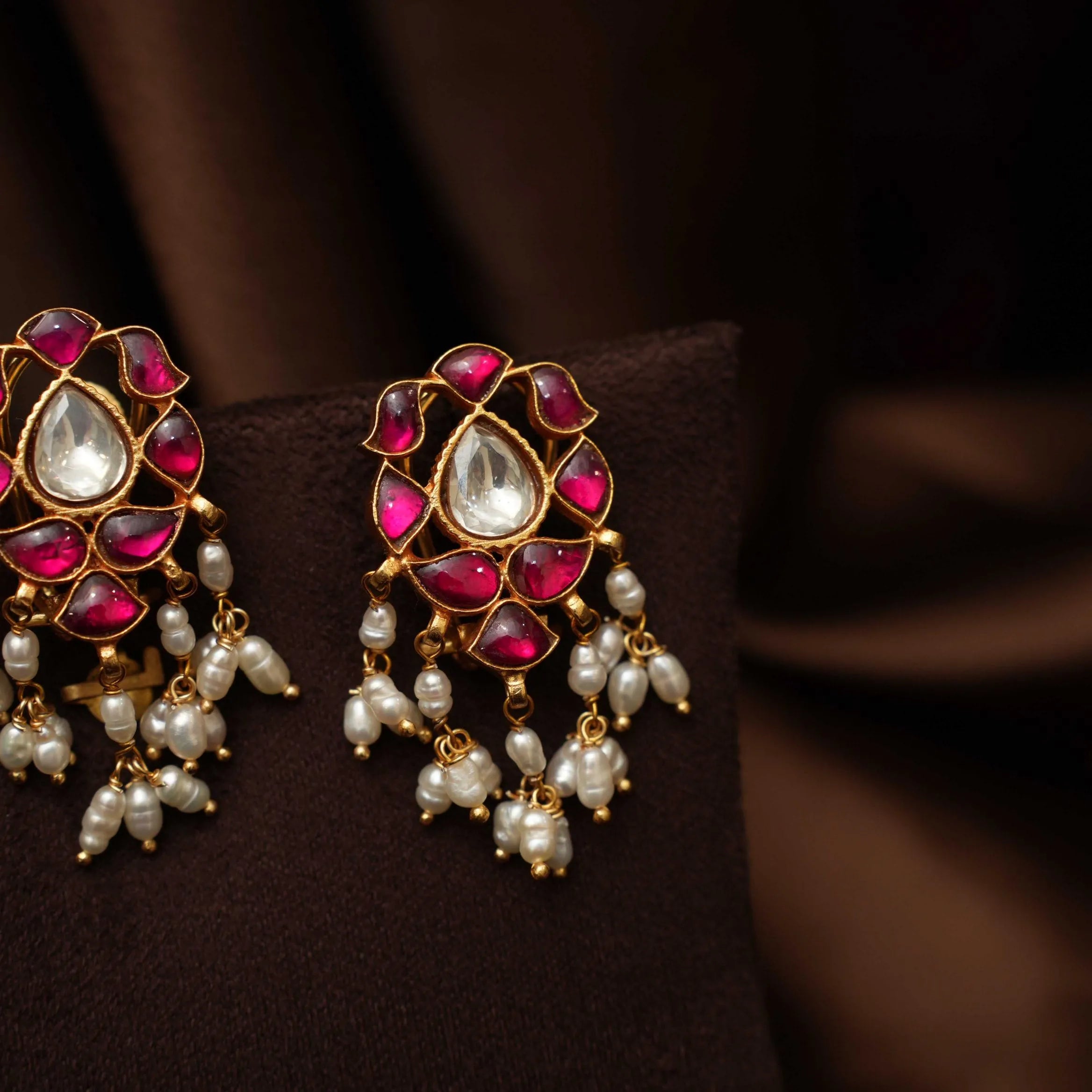 Erisha Silver Earrings - Red