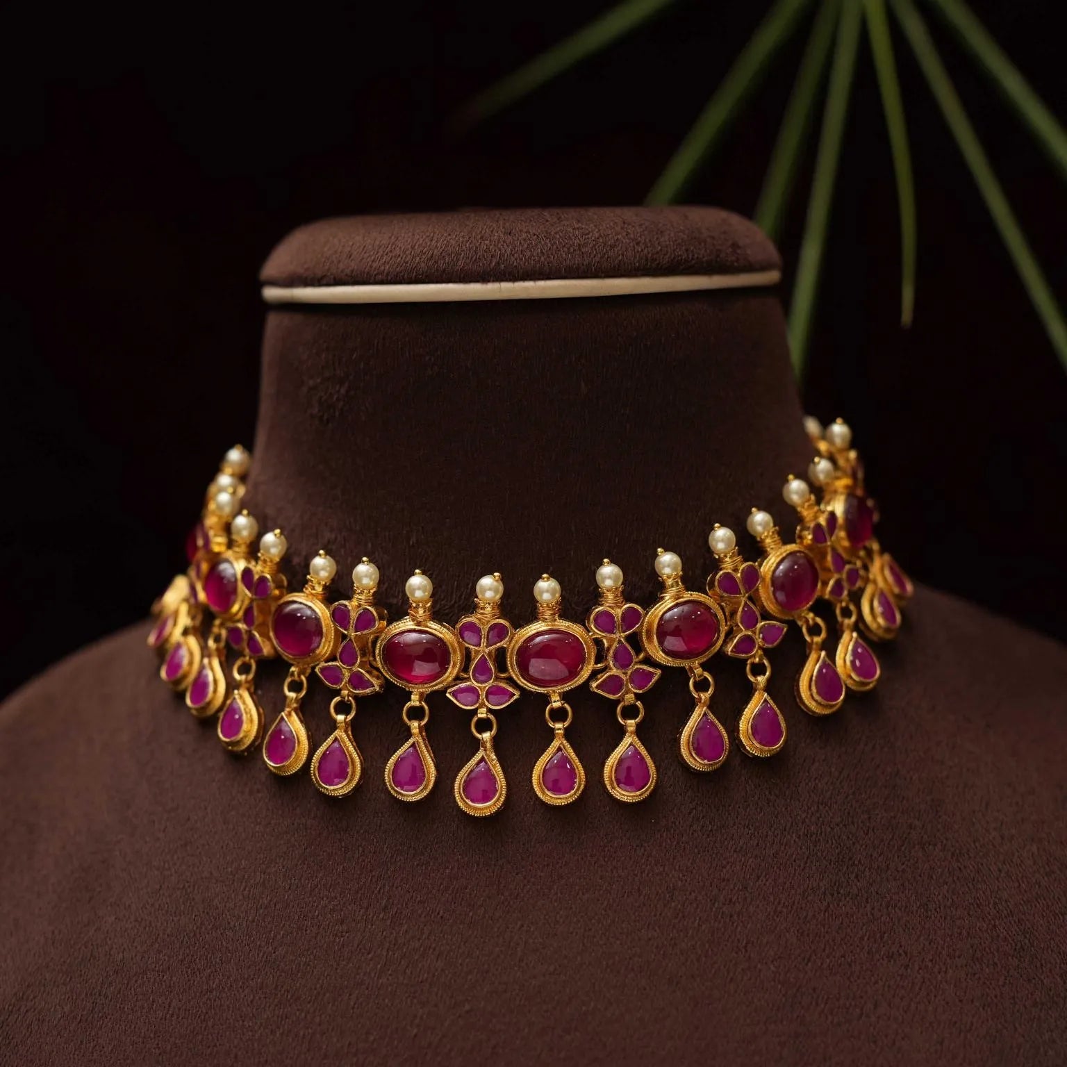 Esha Polki Necklace - Red