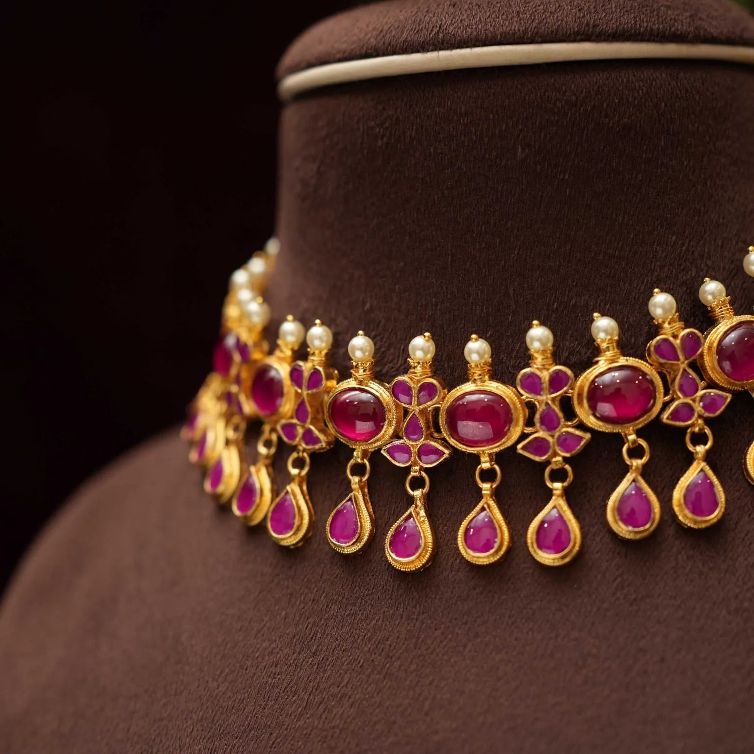 Esha Polki Necklace - Red