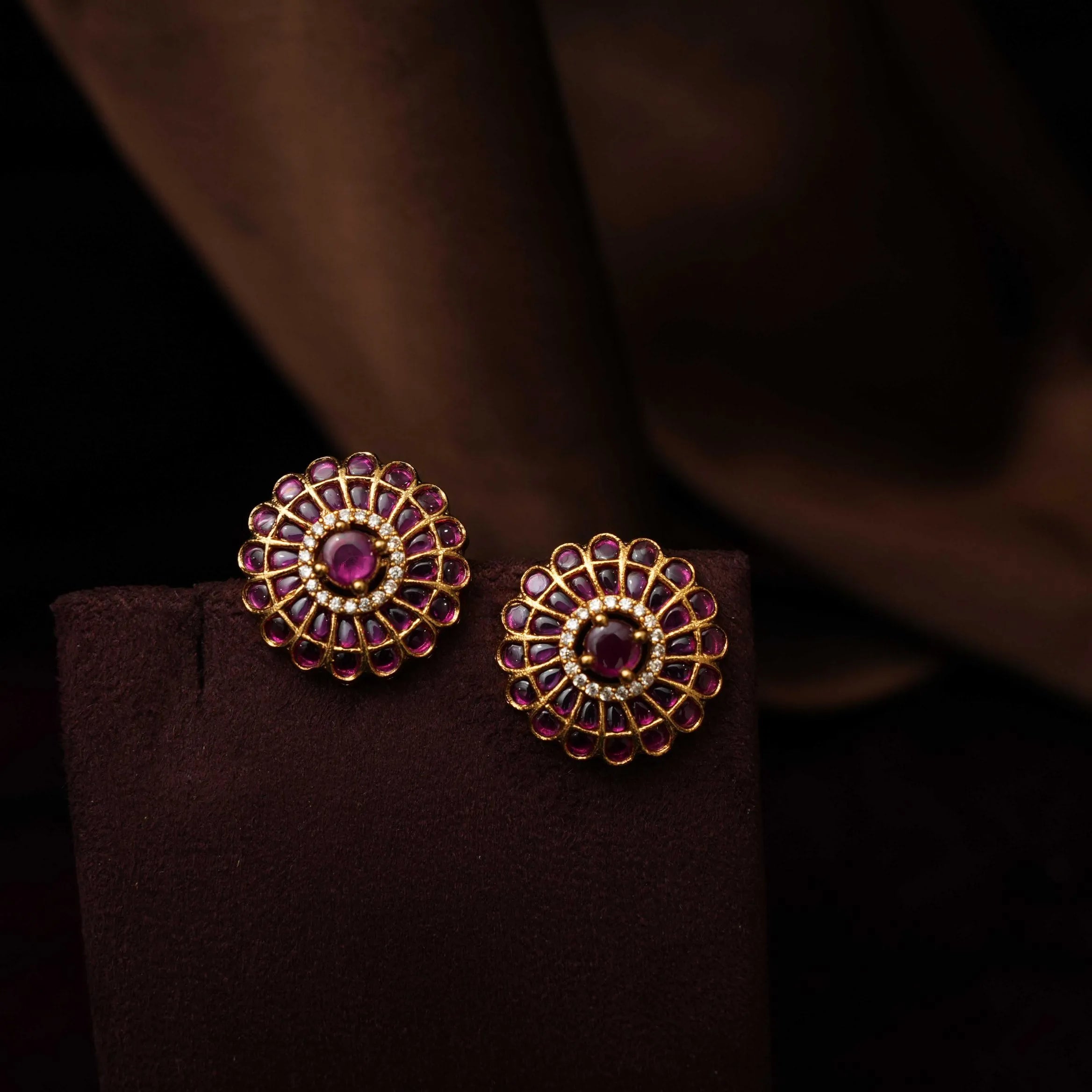 Etasha Antique Ear Stud - Red