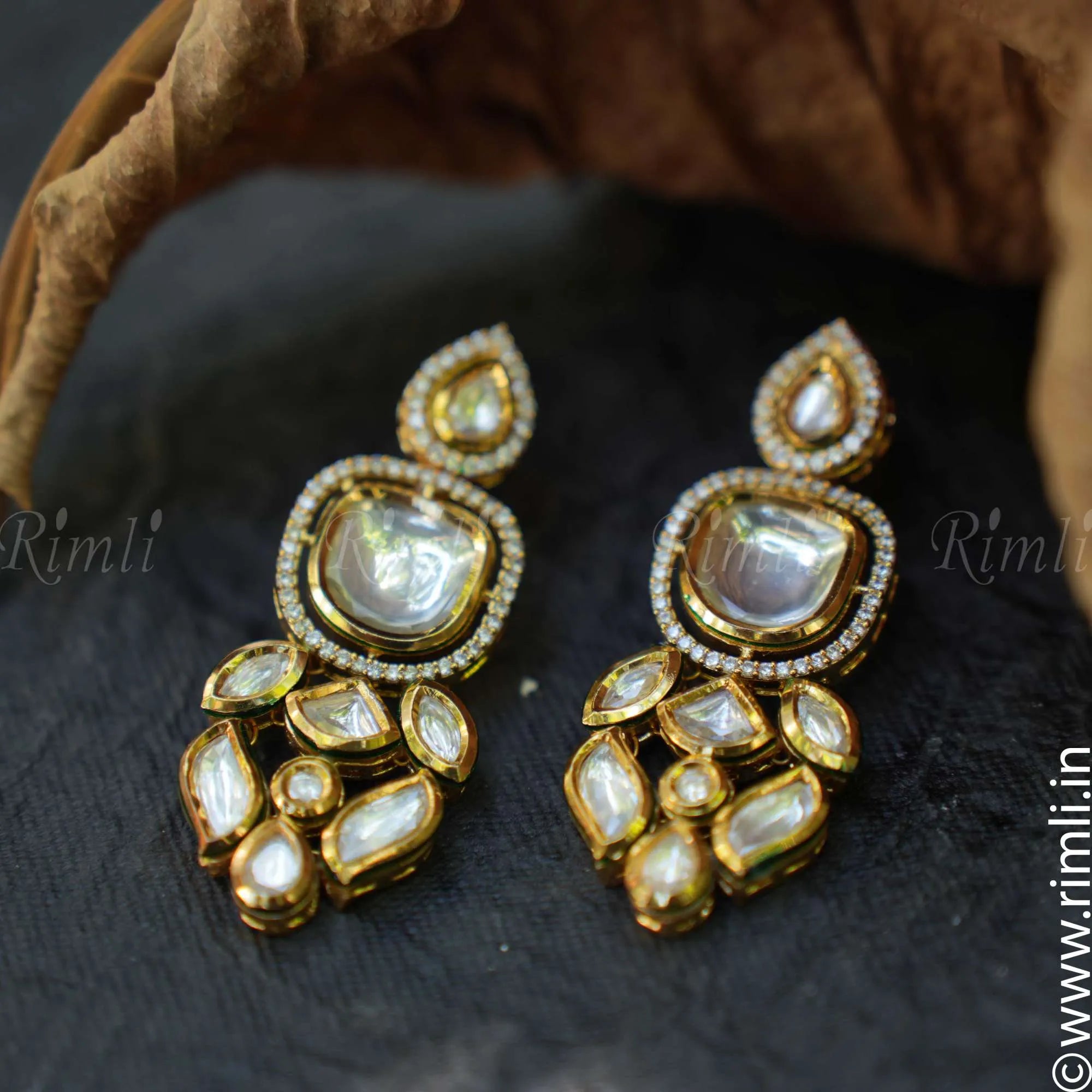 Ethnic Kundan Earrings - Square
