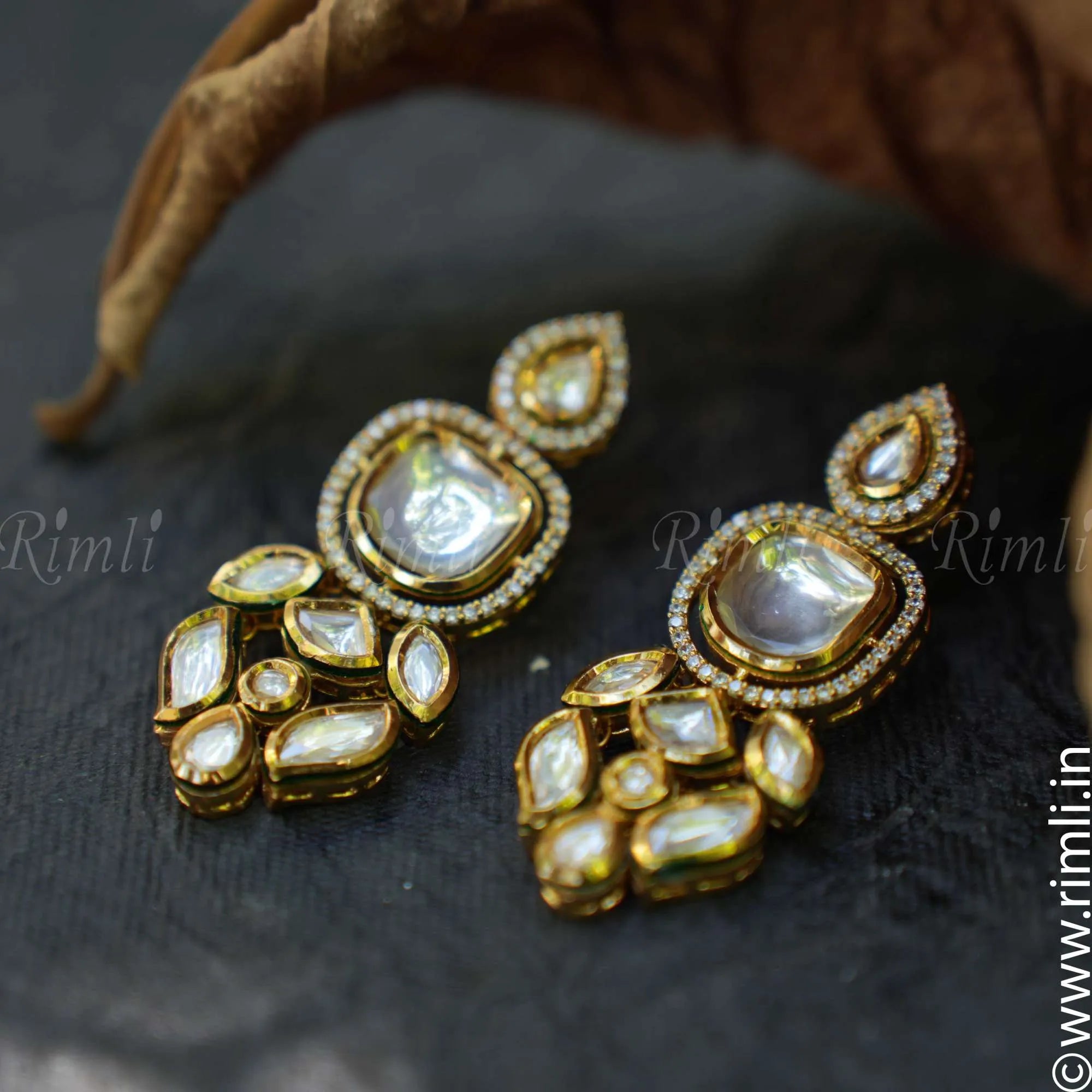 Ethnic Kundan Earrings - Square