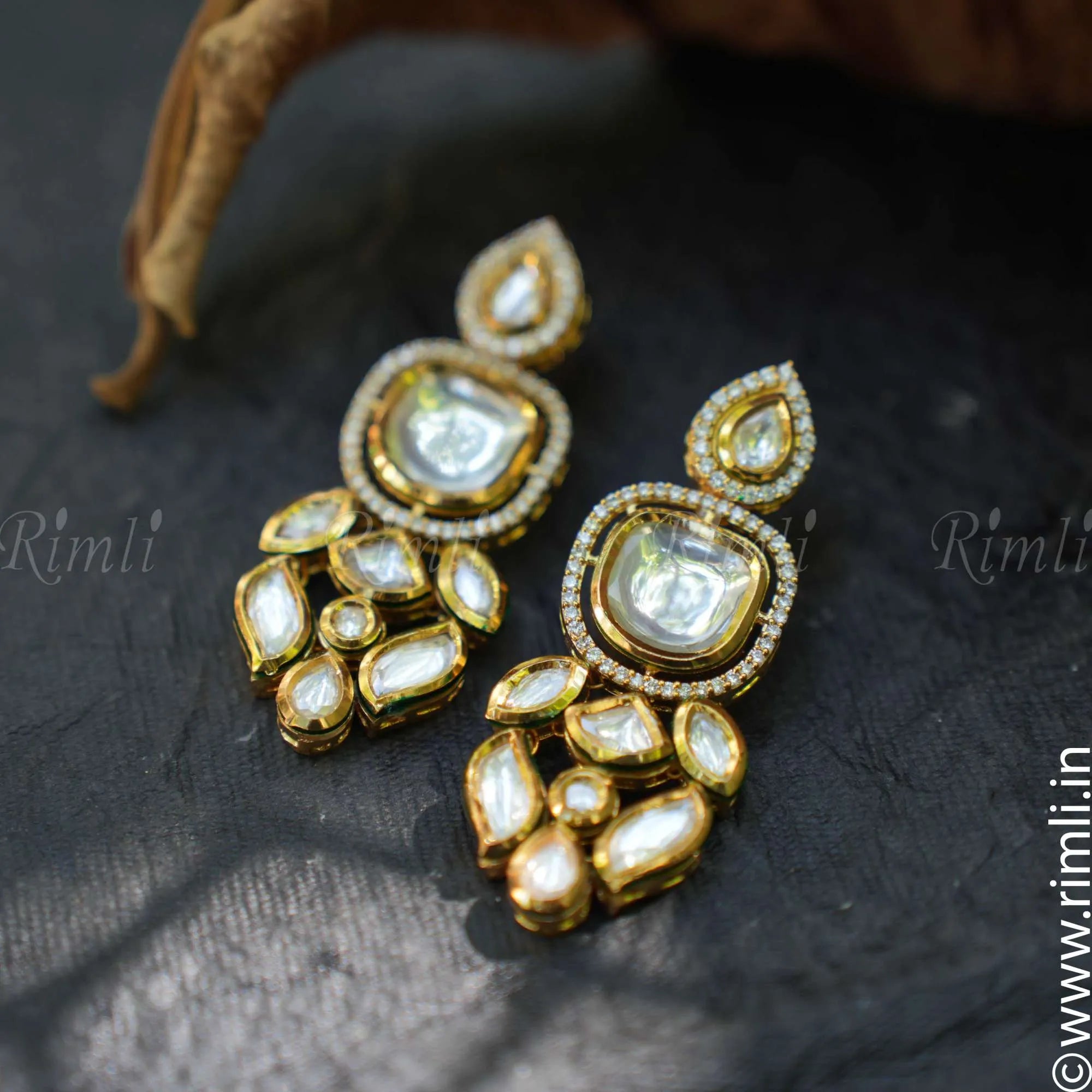 Ethnic Kundan Earrings - Square