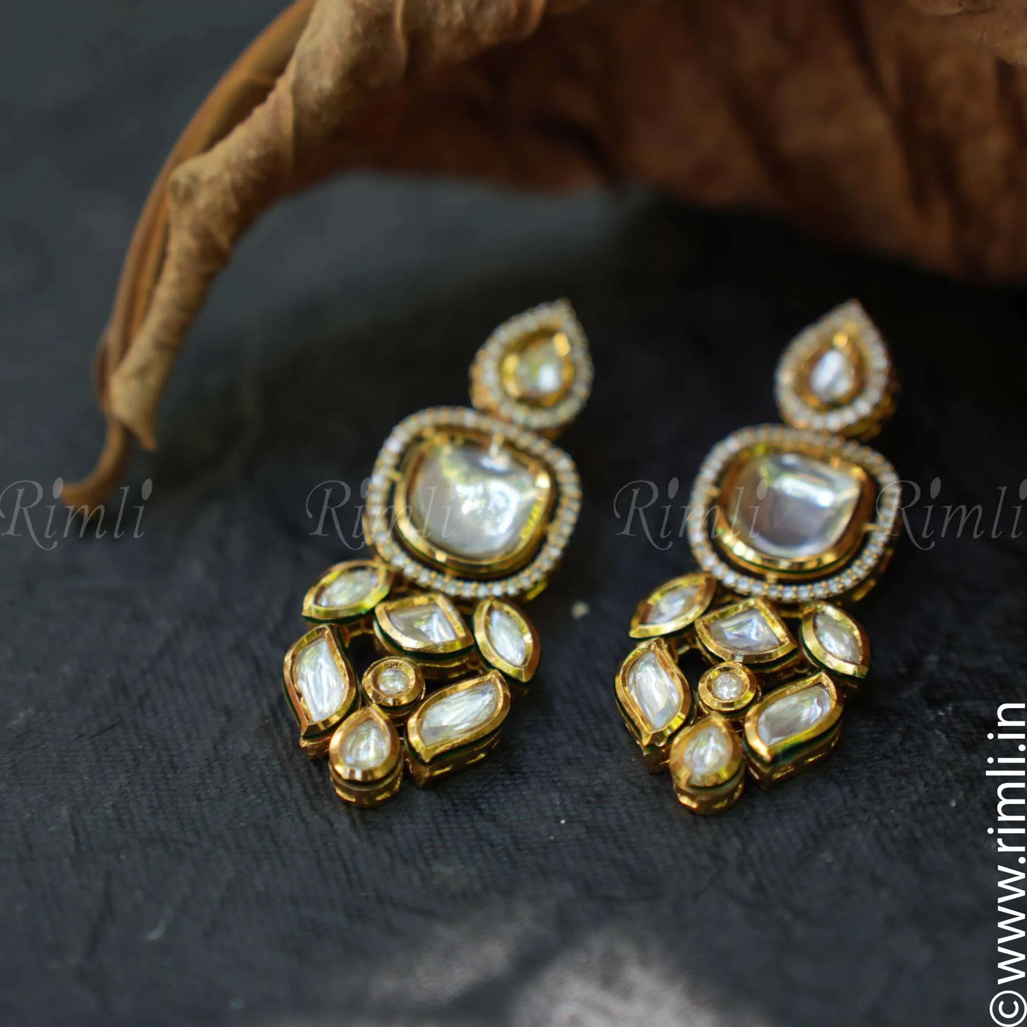 Ethnic Kundan Earrings - Square