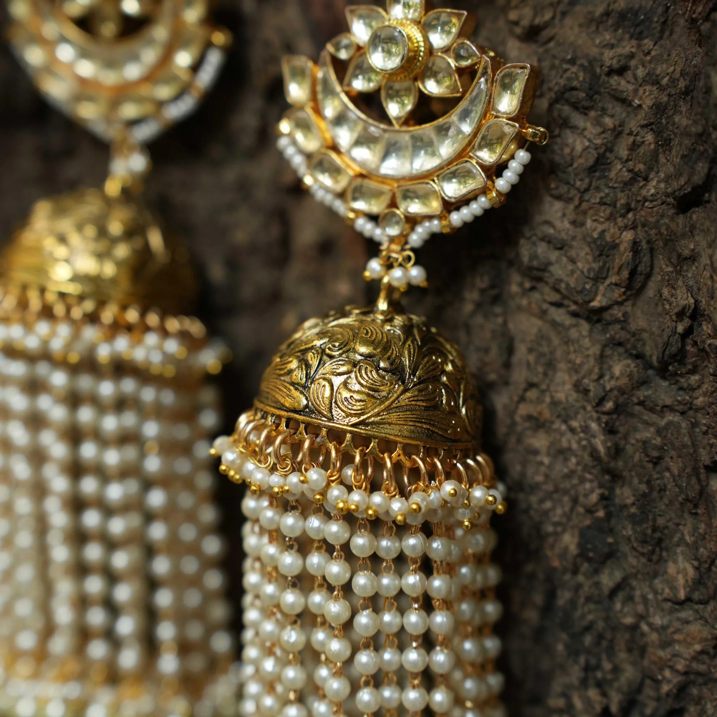 Arja Polki Jhumka Earrings - Chand