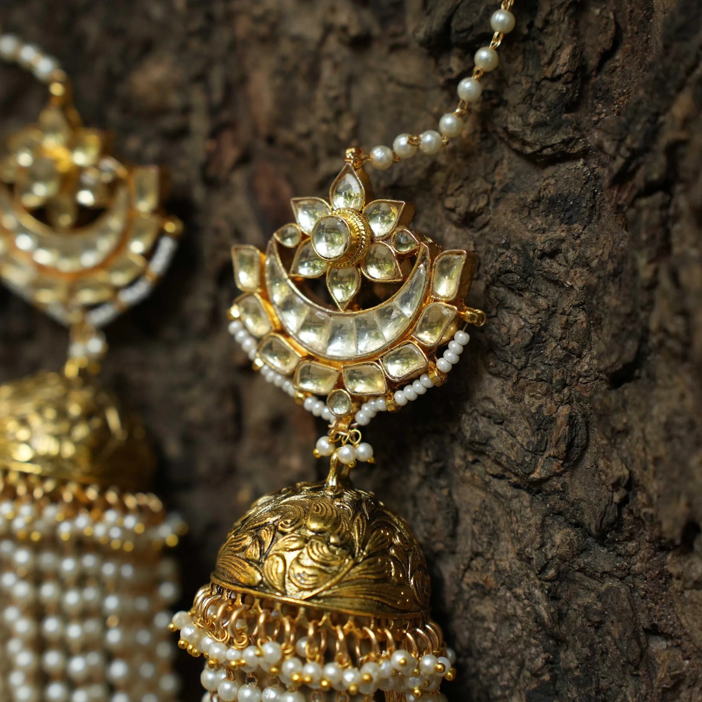 Arja Polki Jhumka Earrings - Chand