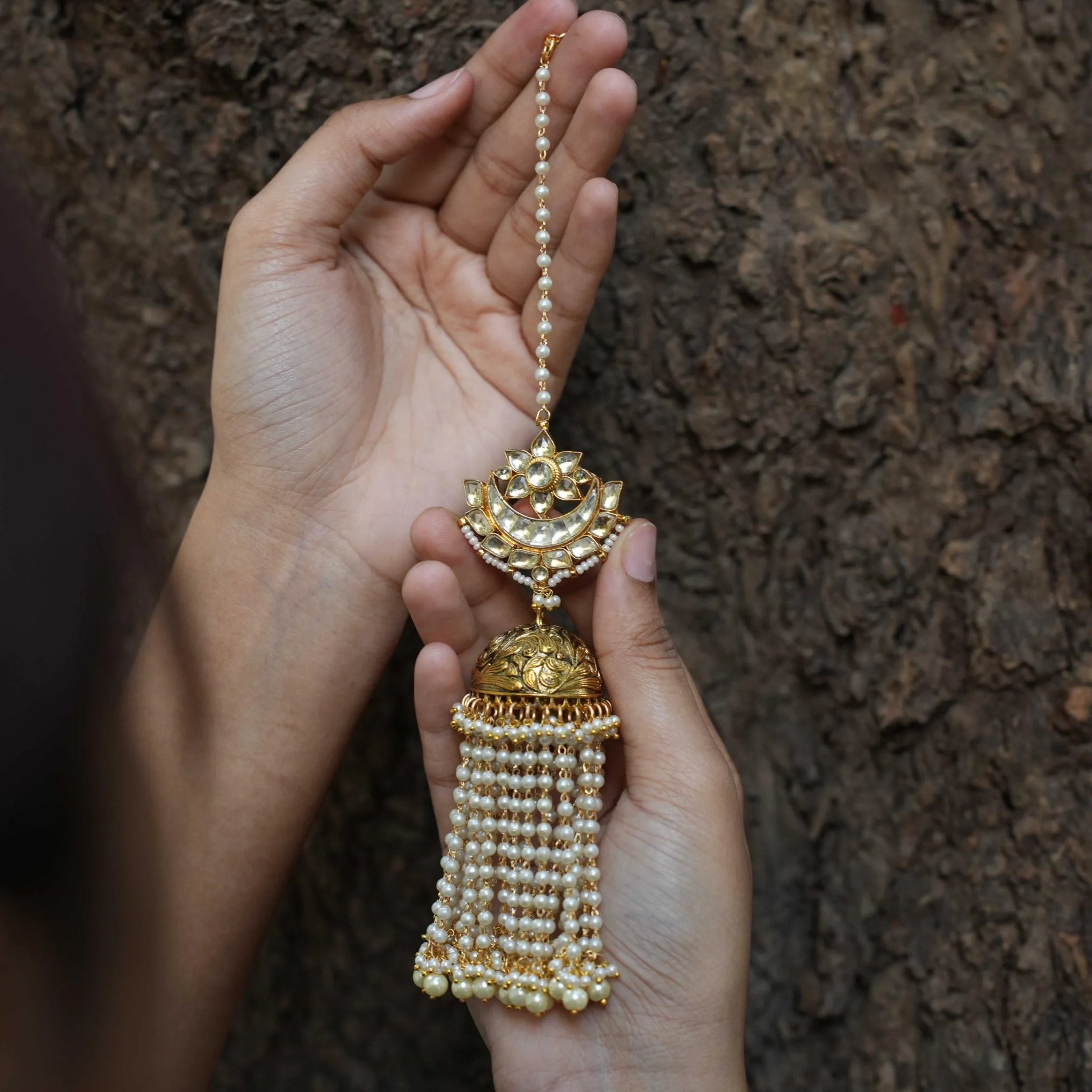 Arja Polki Jhumka Earrings - Chand