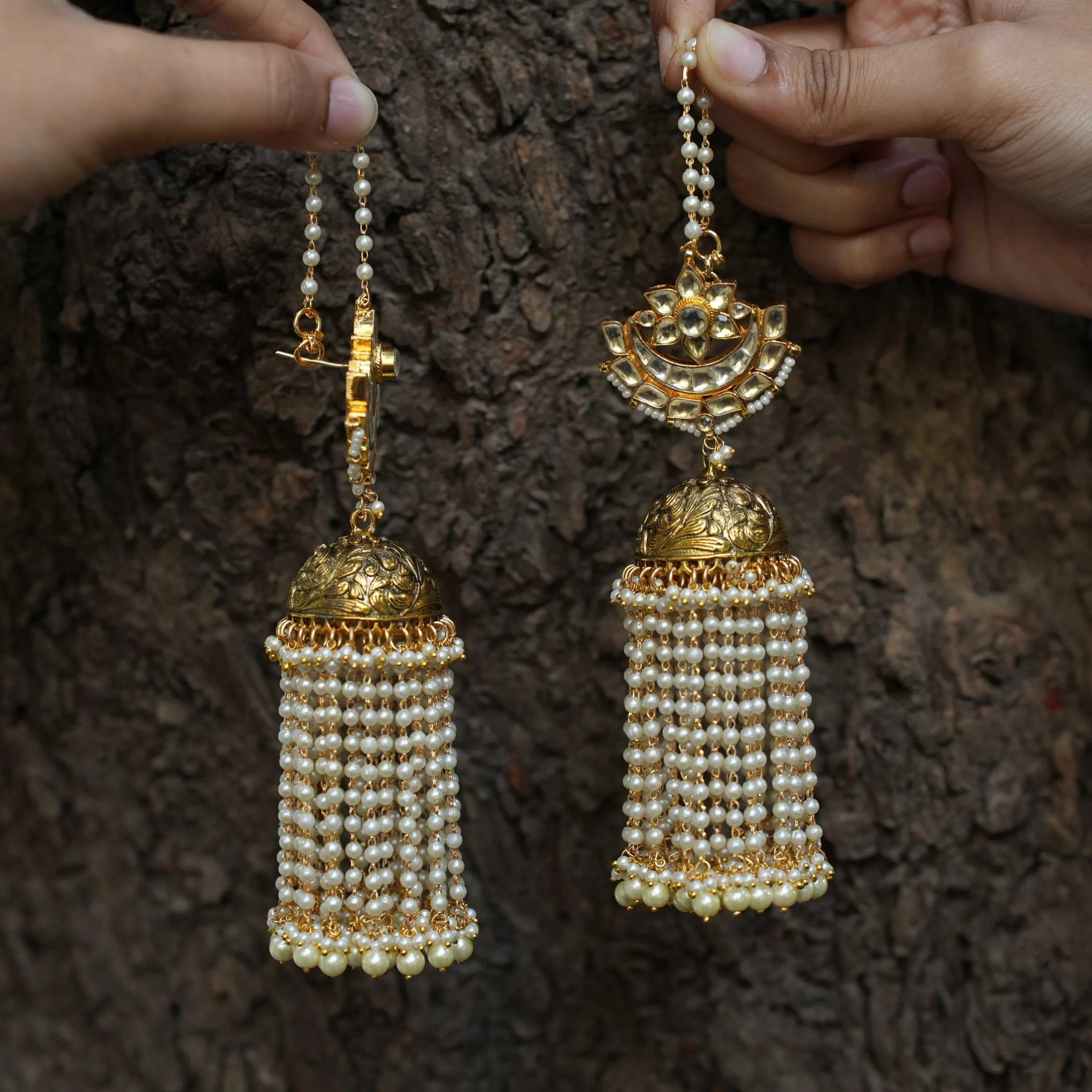 Arja Polki Jhumka Earrings - Chand