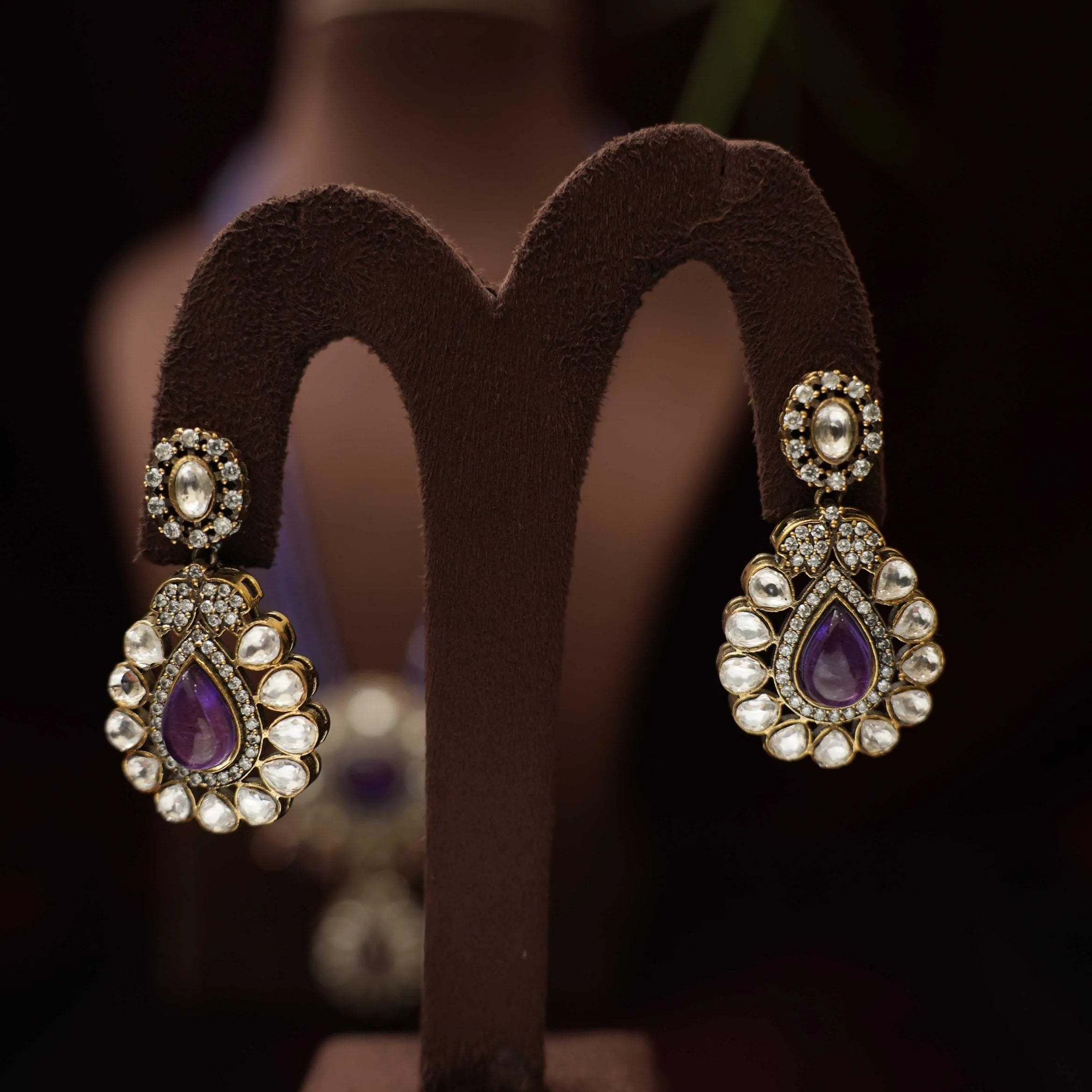 Falguni Beaded Polki Necklace - Purple - Rimli Boutique