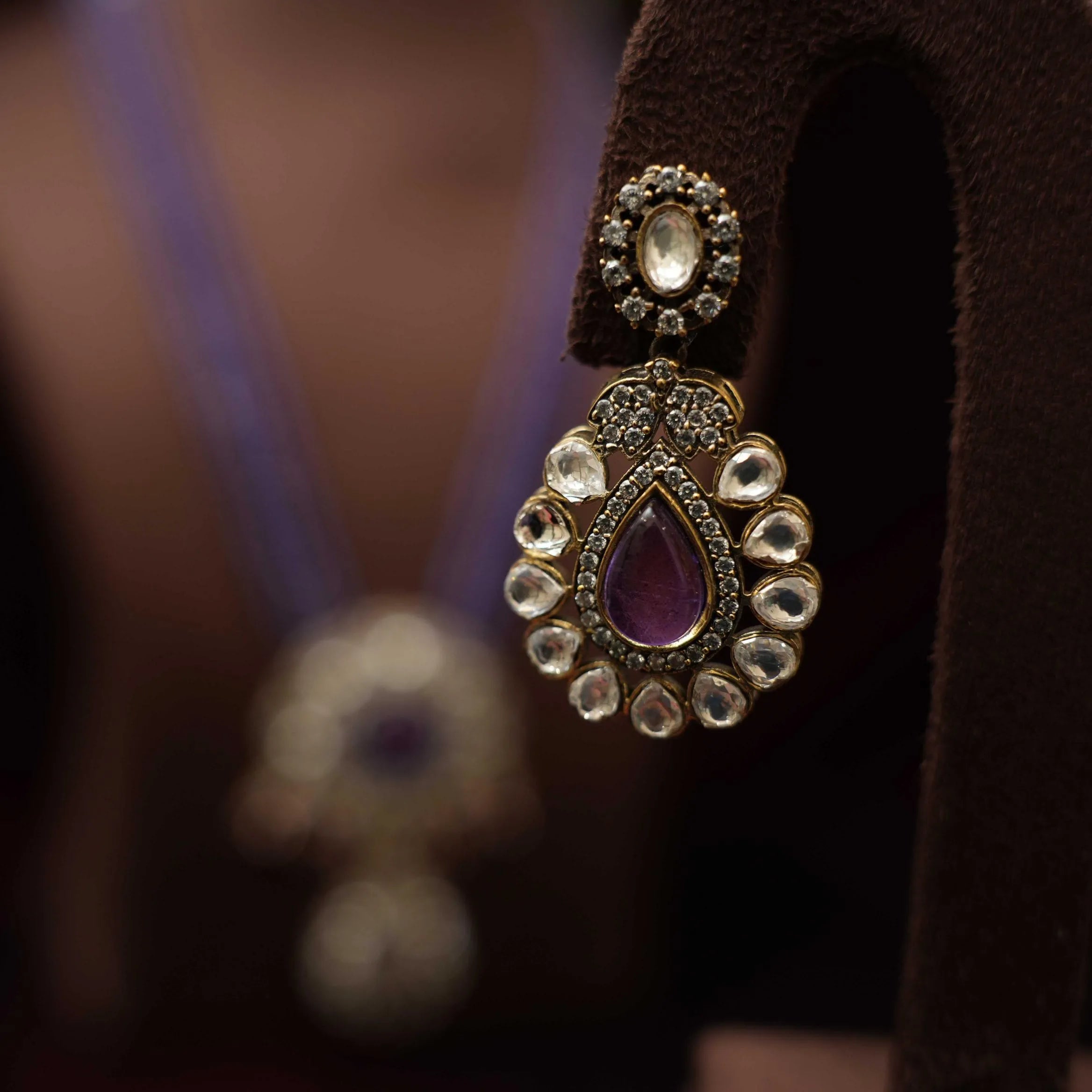 Falguni Beaded Polki Necklace - Purple - Rimli Boutique